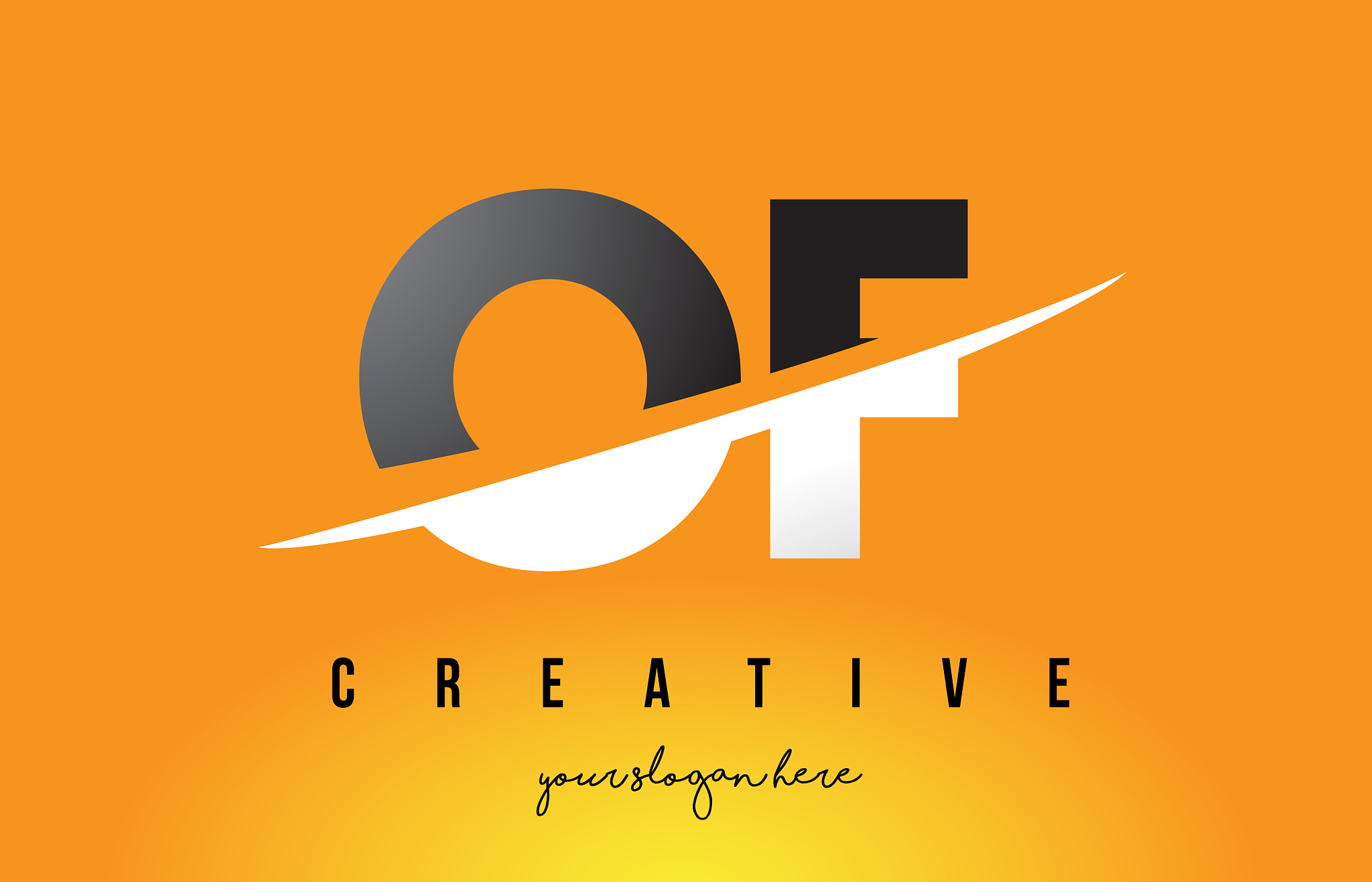 of o f letter modern logo design with yellow