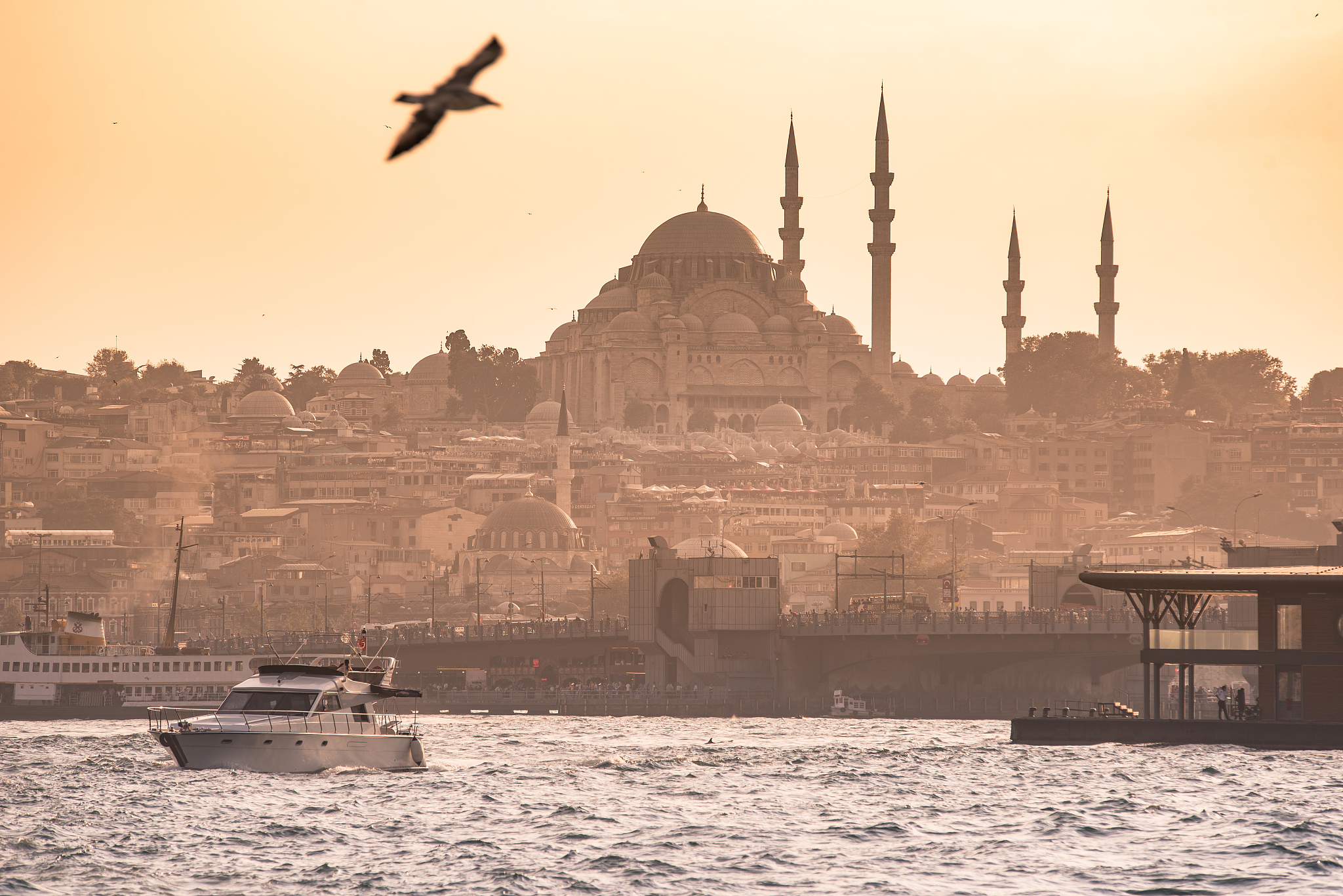 galata bridge and suleymaniye mosque in the fatih district at go