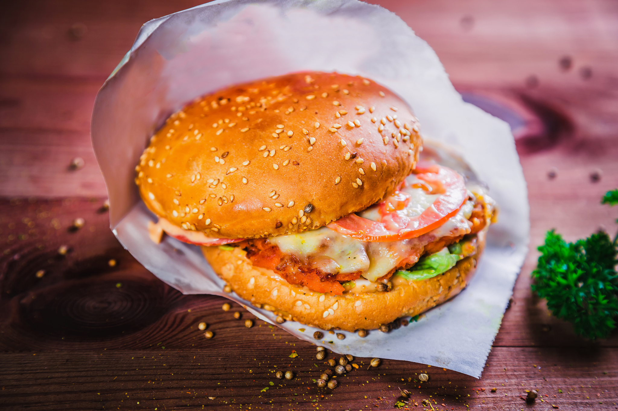 delicious burger bun with white on the bar