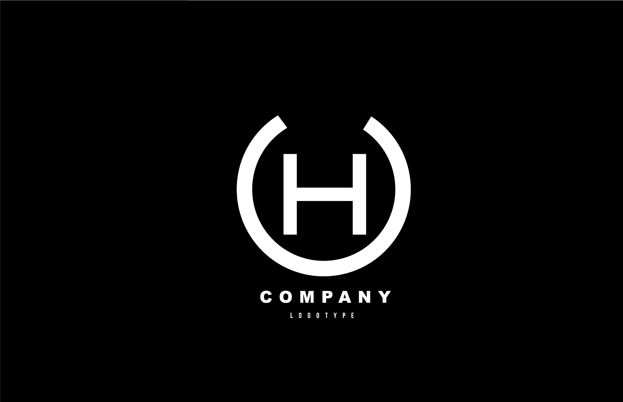 h white and black letter logo alphabet icon
