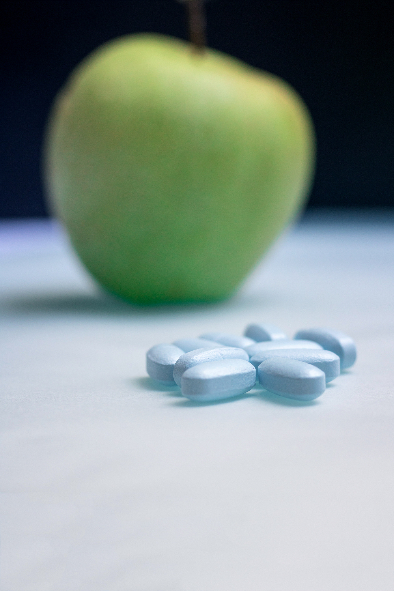 pills and fruit.