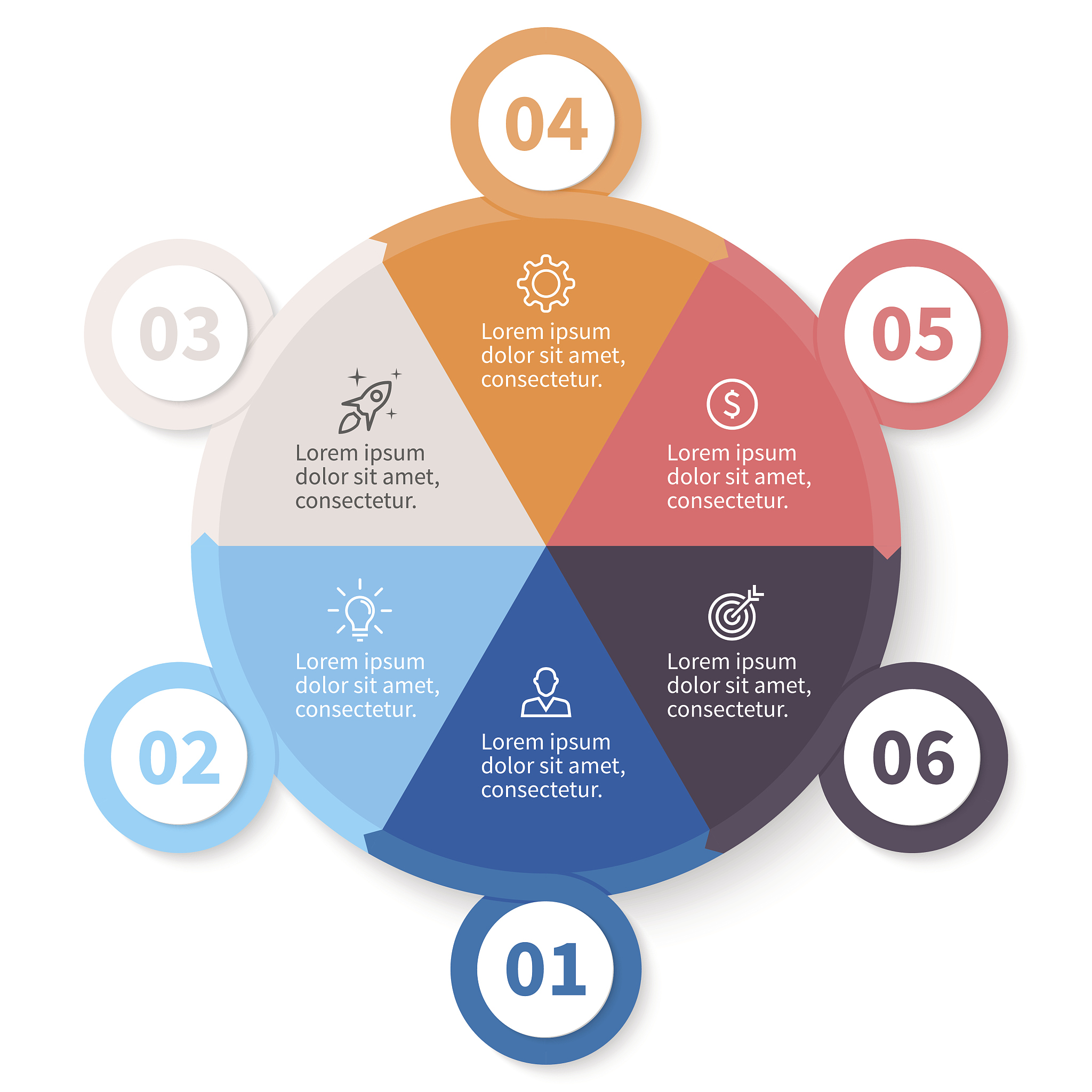 circular infographics with number options.