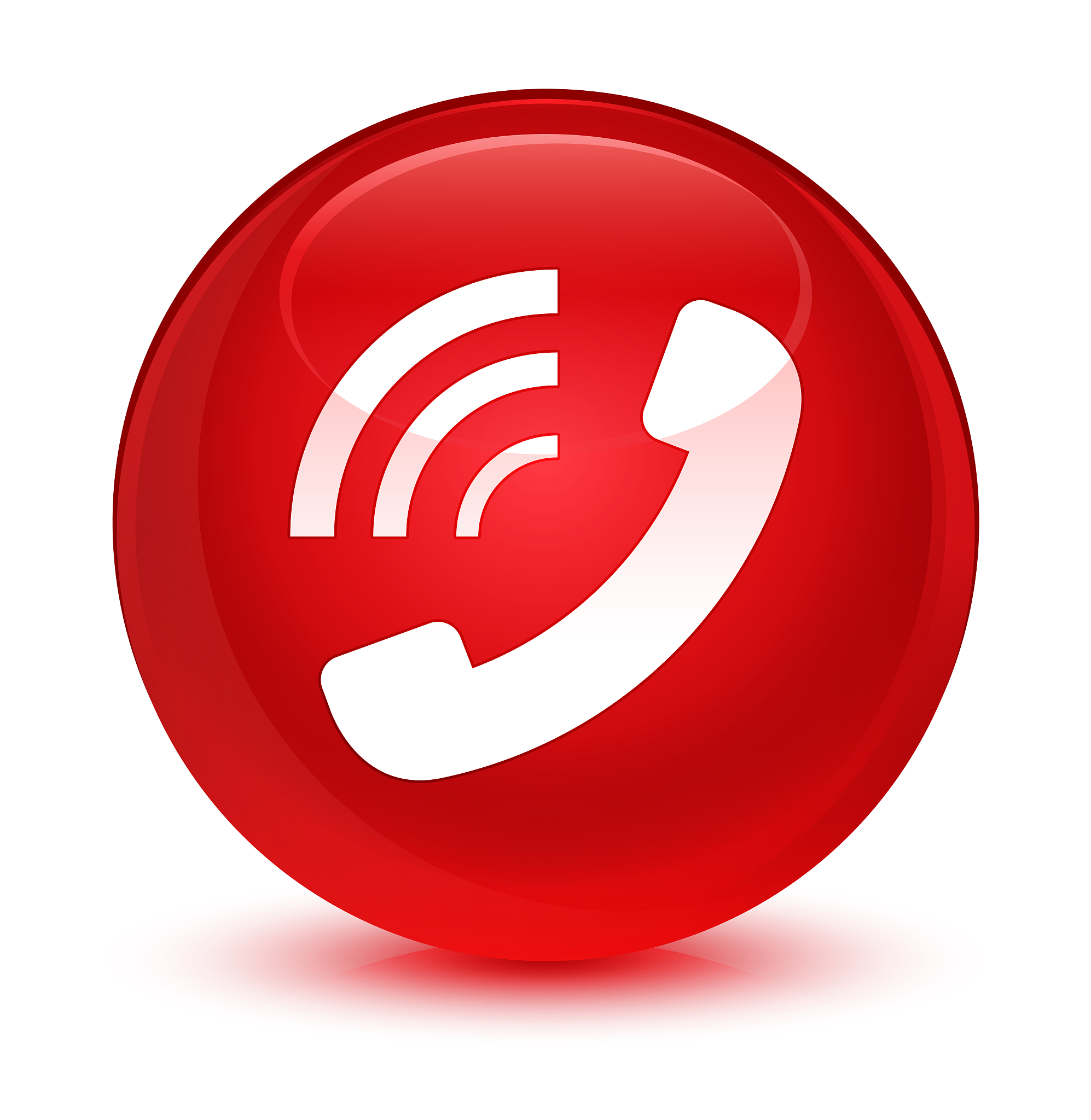 phone ringing icon glassy red round button