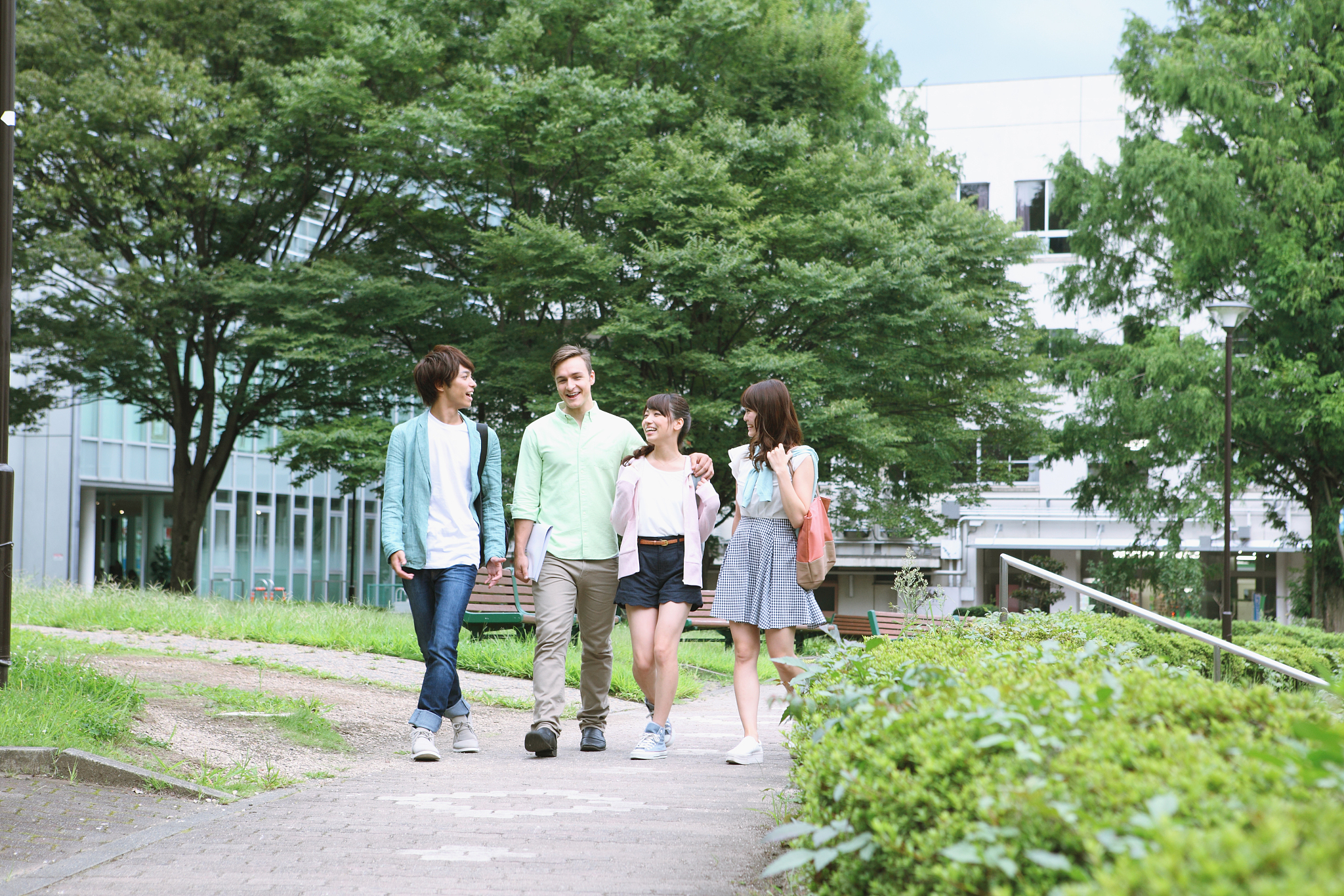 university student in the campus park