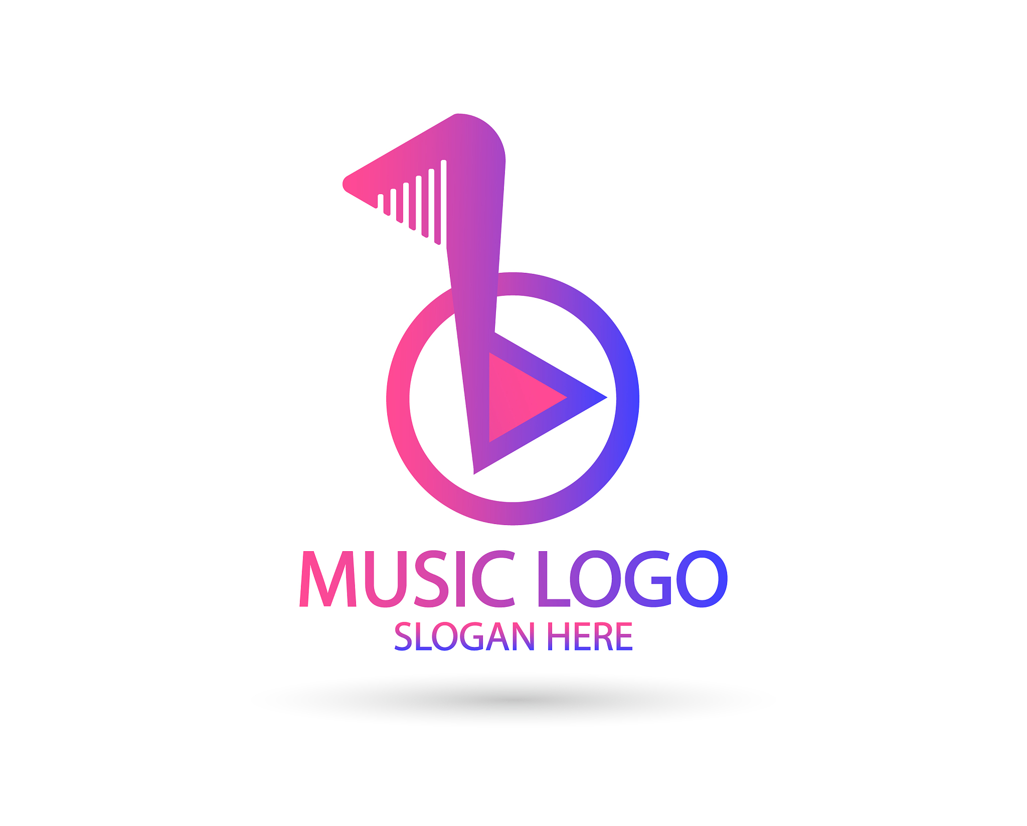 music logo template musical note and vinyl record