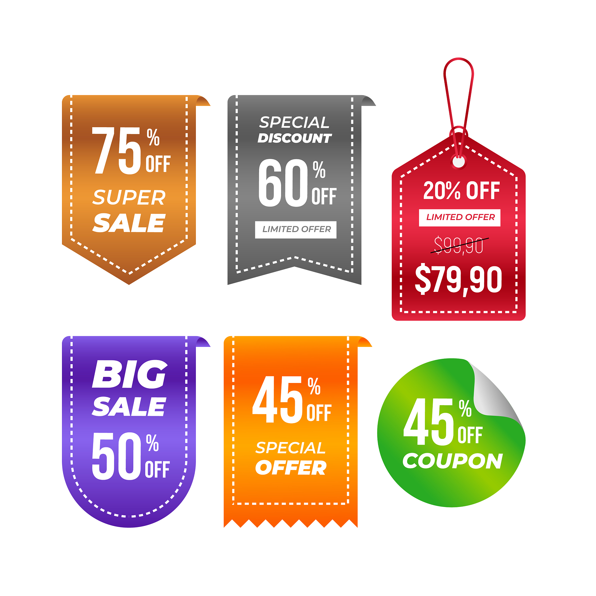 price tags collection ribbon sale banners