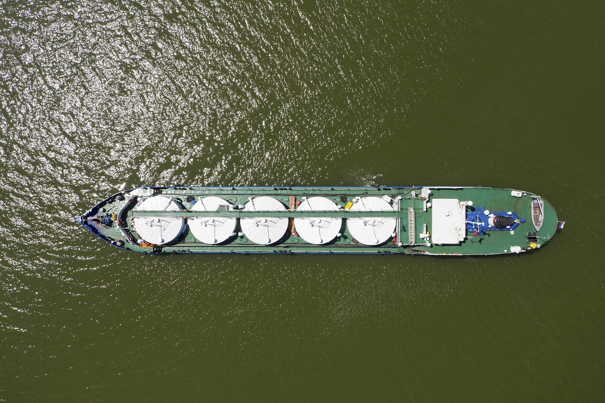 commercial ship crossing the river.
