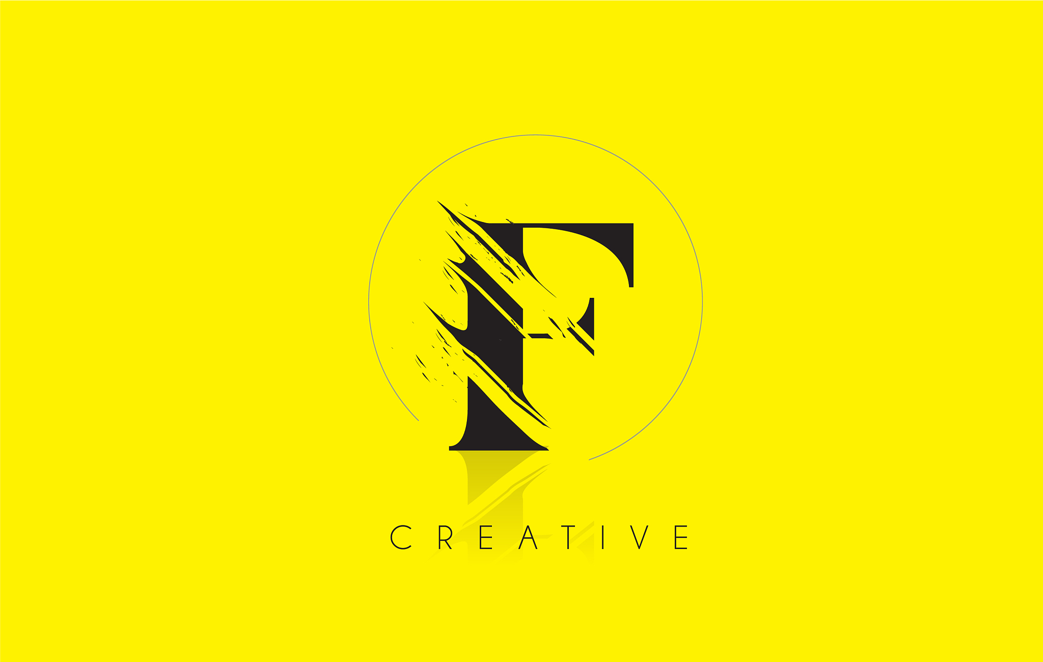 f letter logo with vintage grundge drawing design