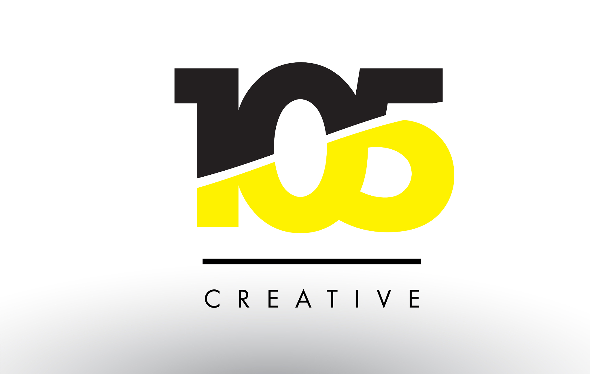 105 black and yellow number logo design