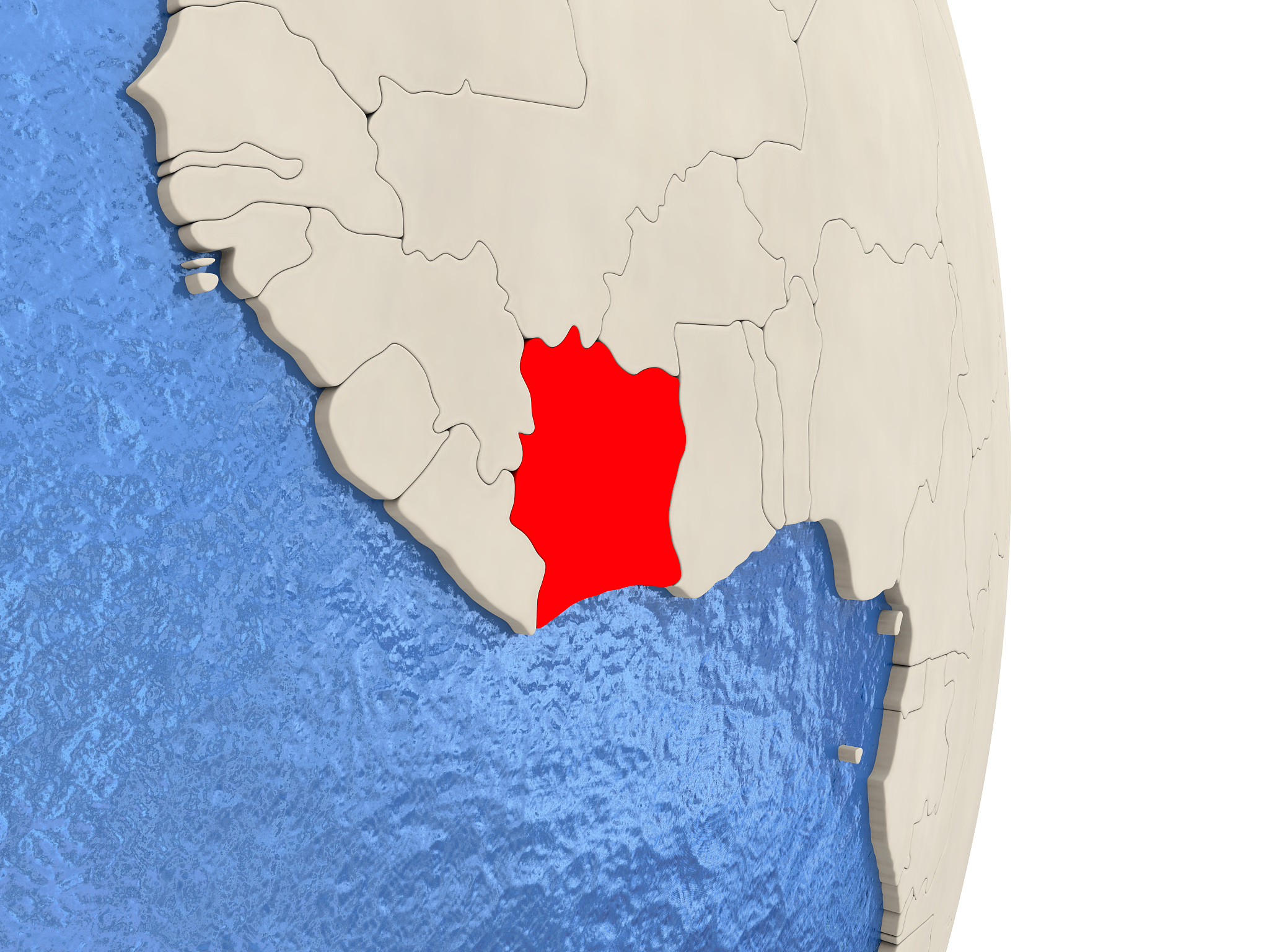 ivory coast on model of political globe