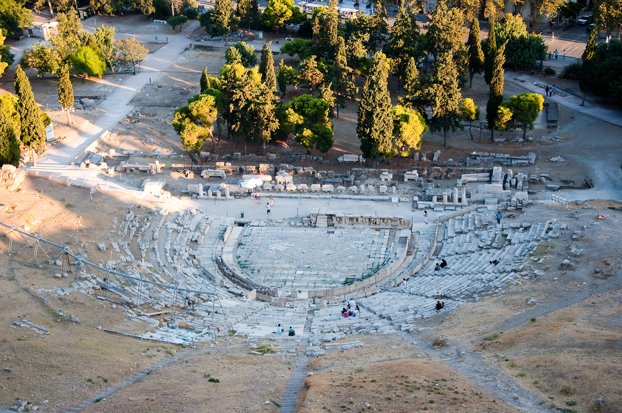 the theatre of dionysus eleuthereus seen from acropolis. greece.