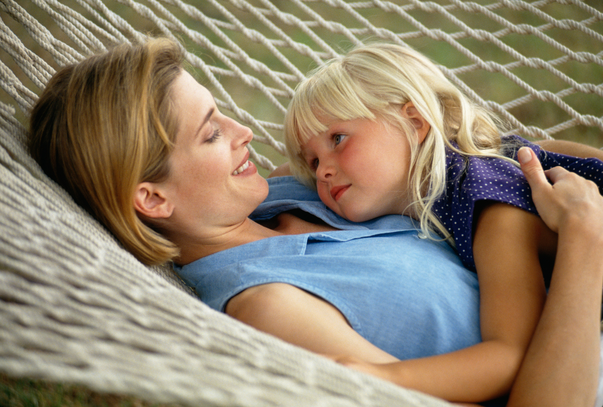 mother and daughter in hammock
