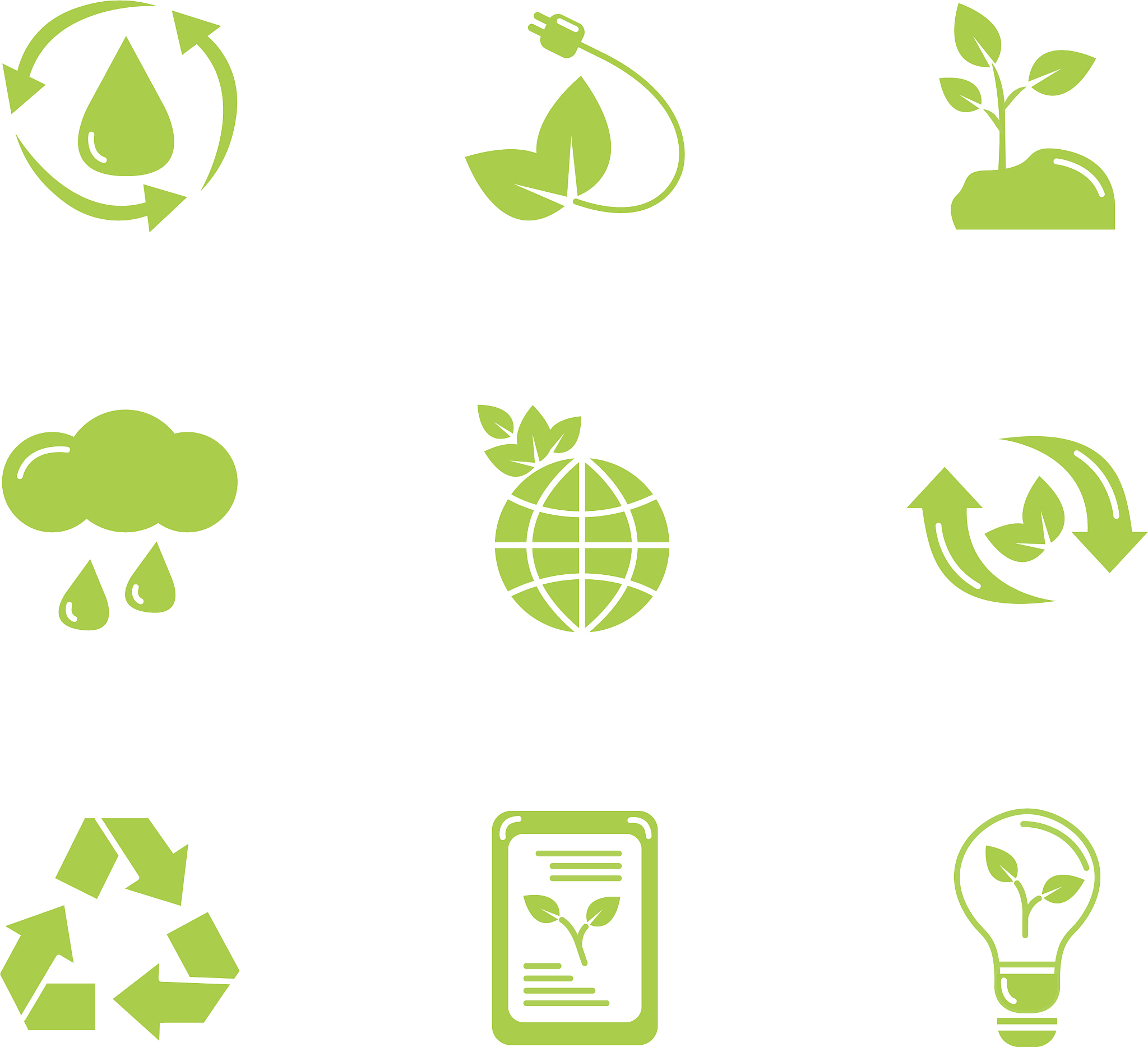 green energy environment icons set flat style