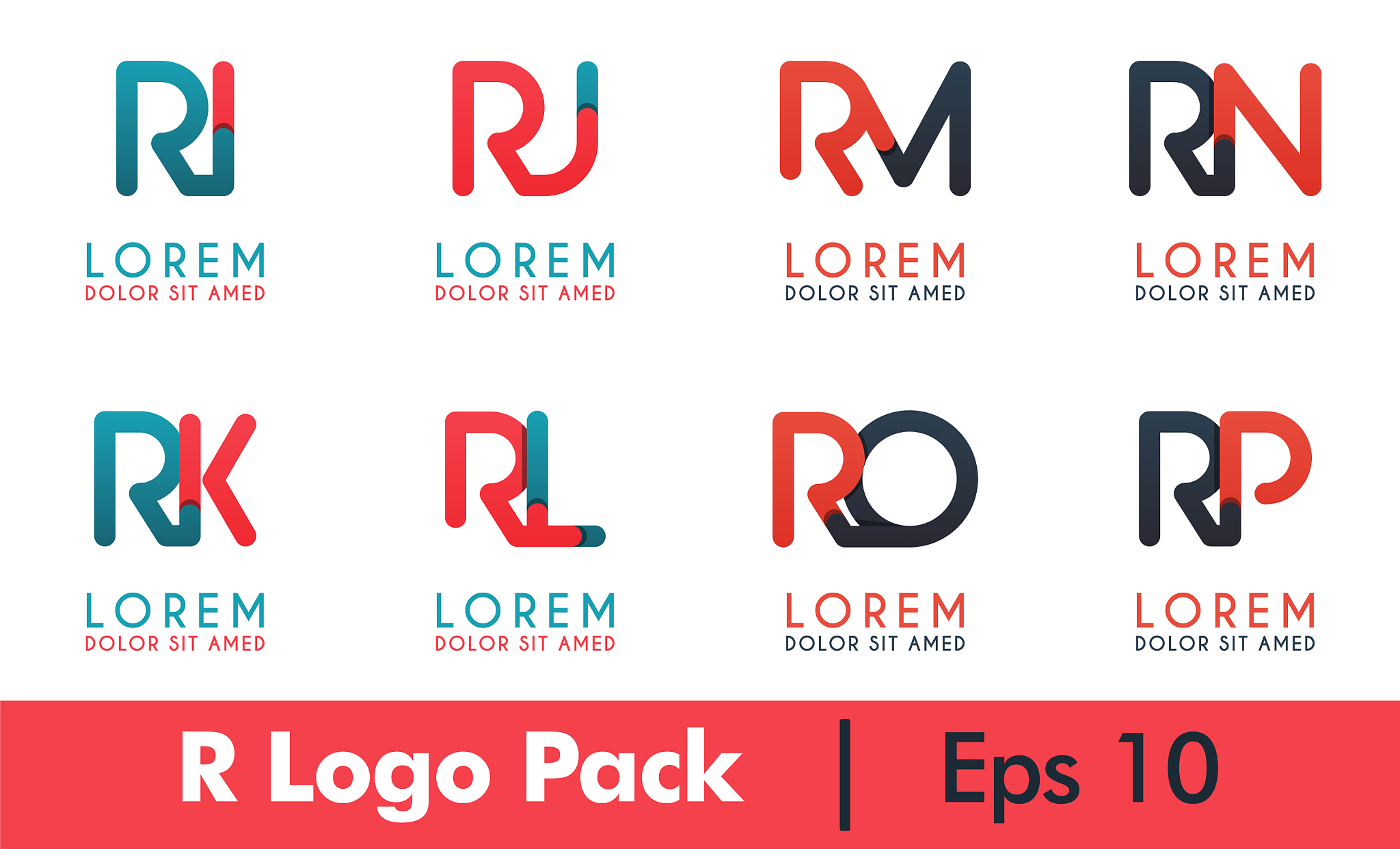 r logo pack rm logo set modern flat design