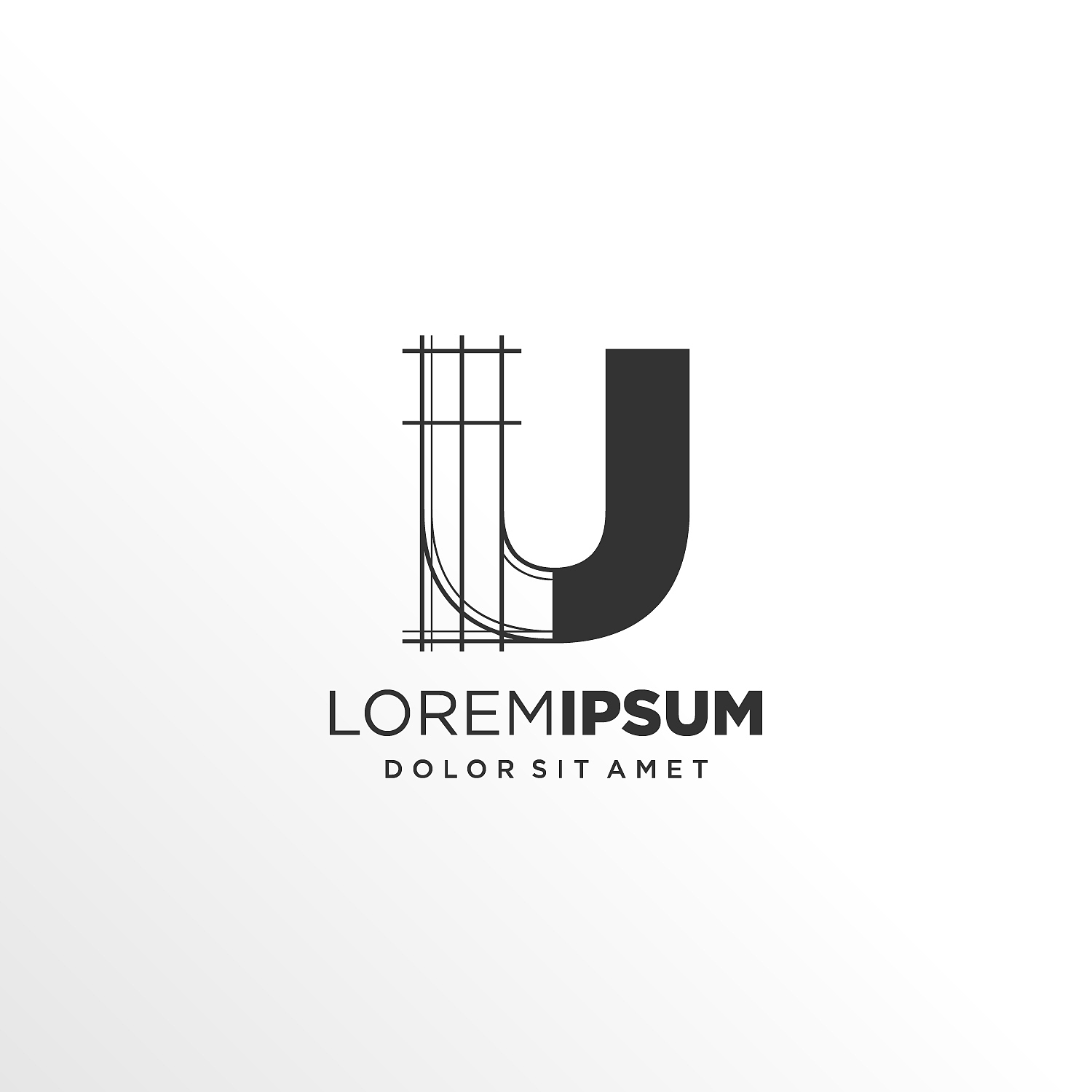 letter u logo design with architecture element