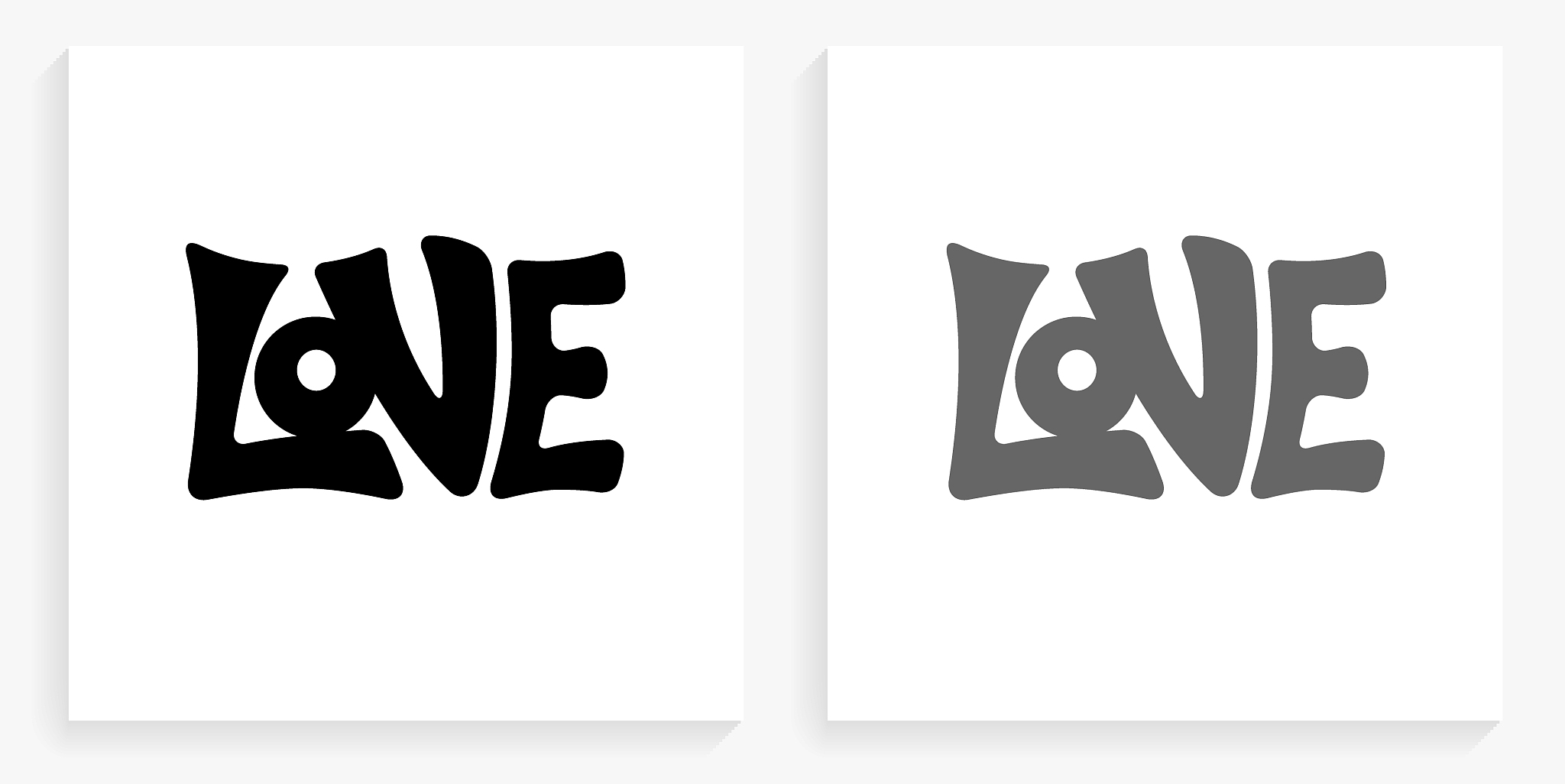 groovy love black and white square icon