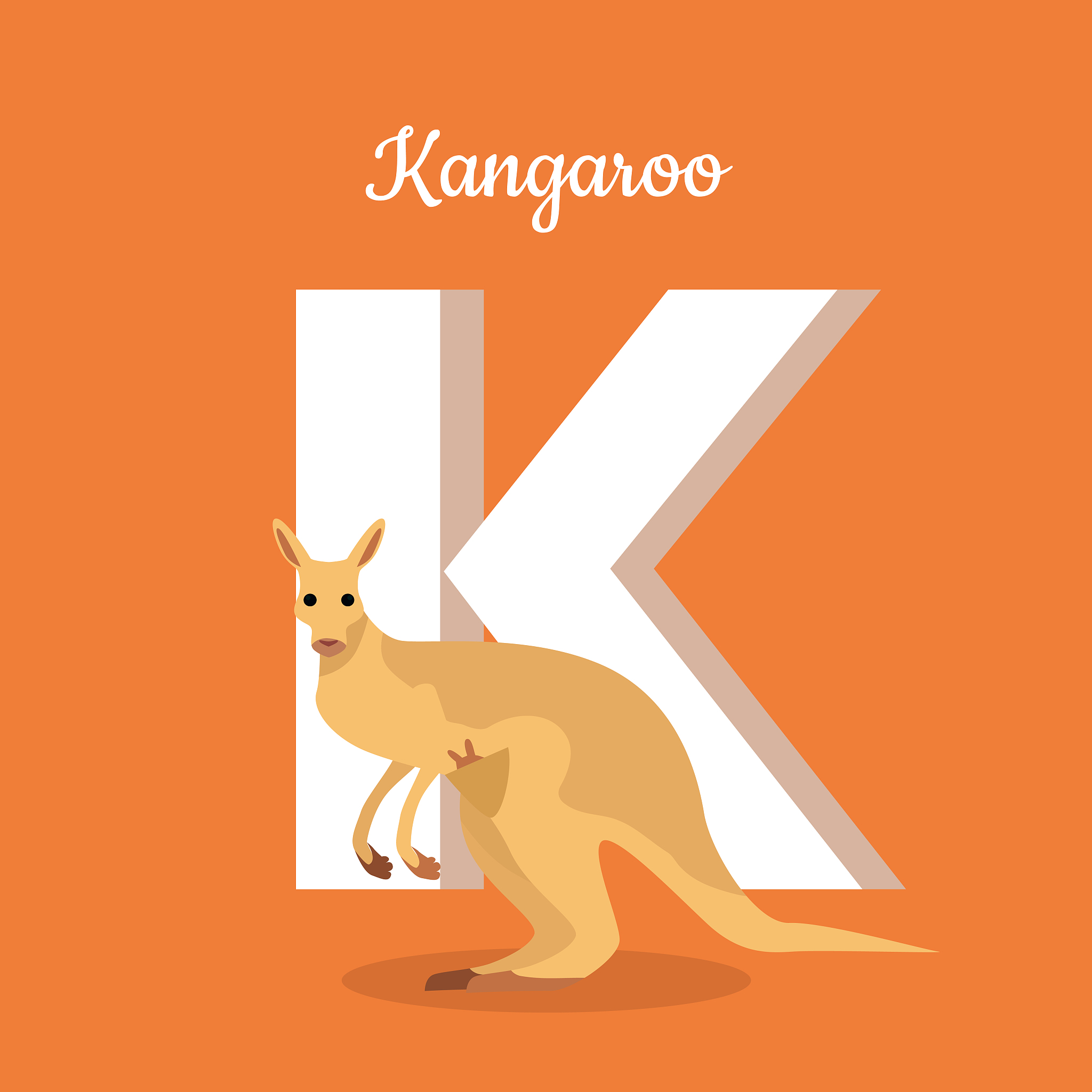 字母,动物主题,英文字母<strong>k</strong>,信函,橙色,褐色,可爱的,性格,知识,幽默