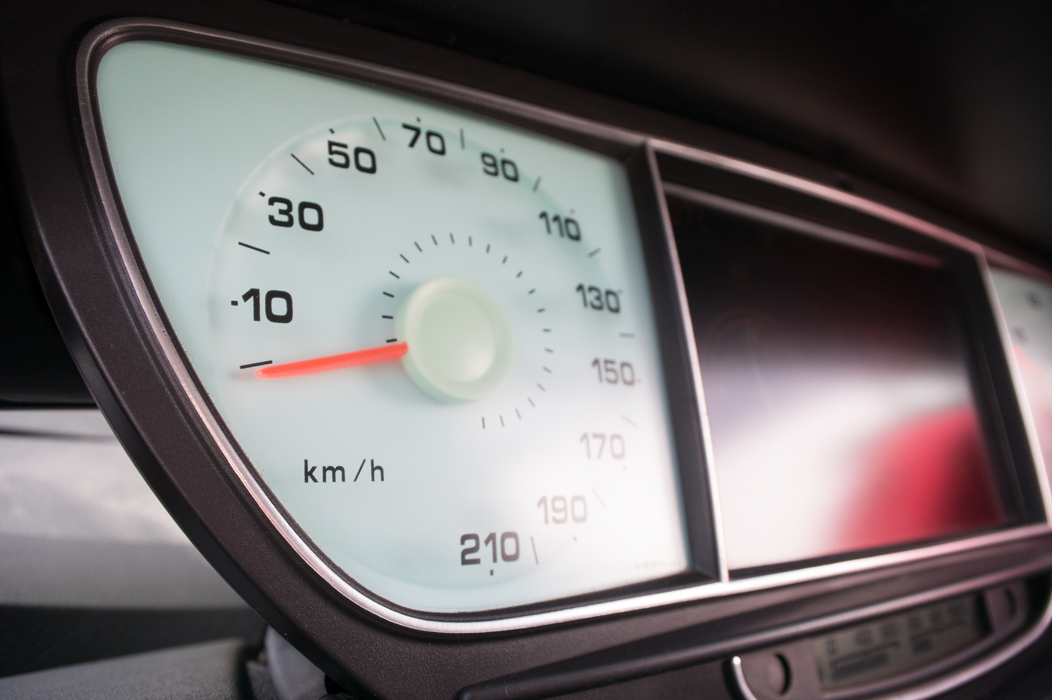 car dashboard, close up speedometer