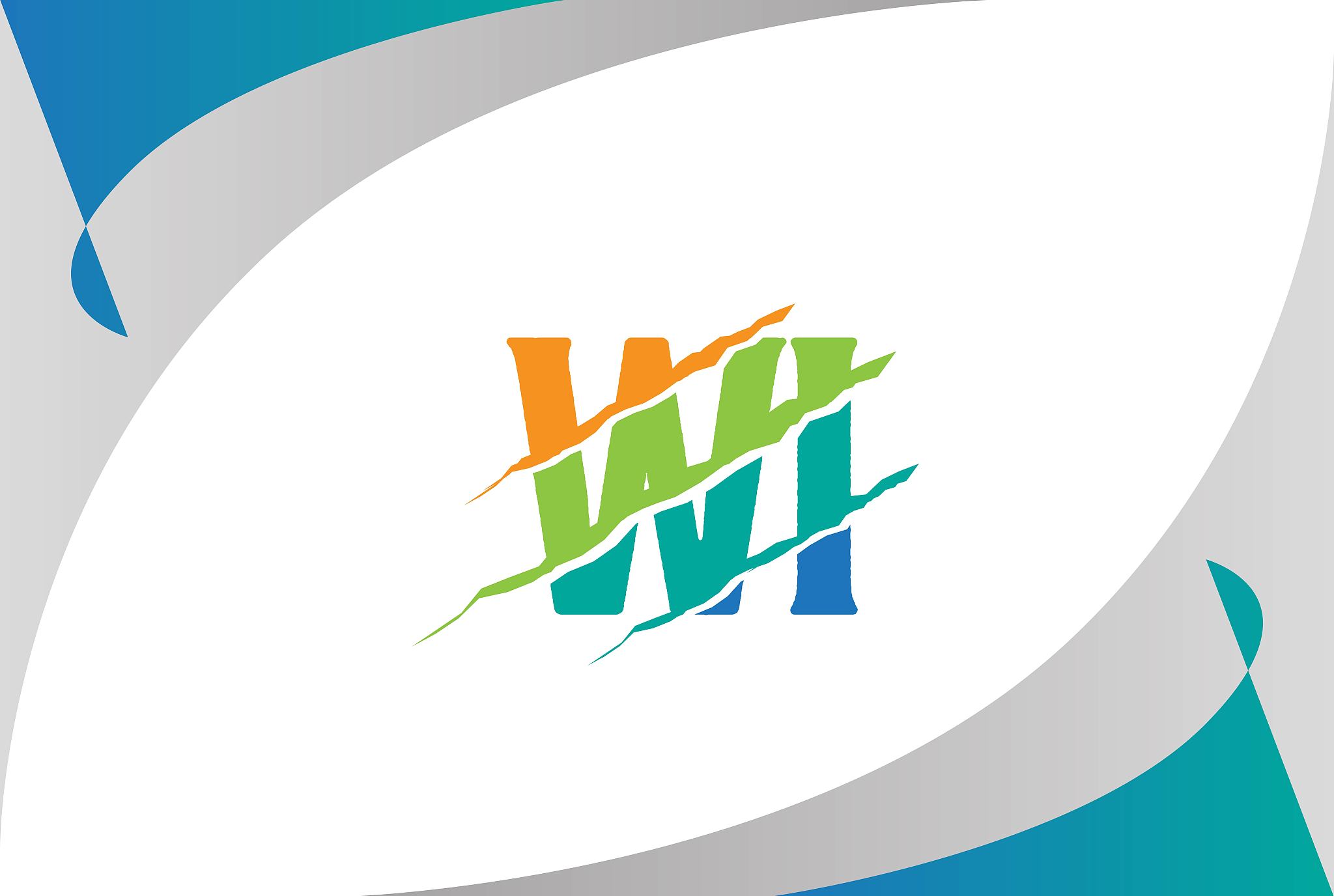 orange green blue wi letter template logo design with scratch ef