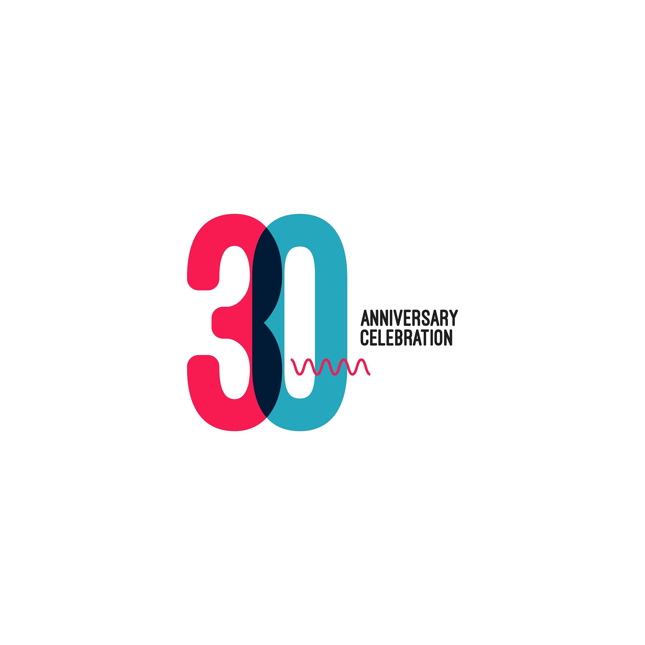 30 year anniversary vector template design illustration