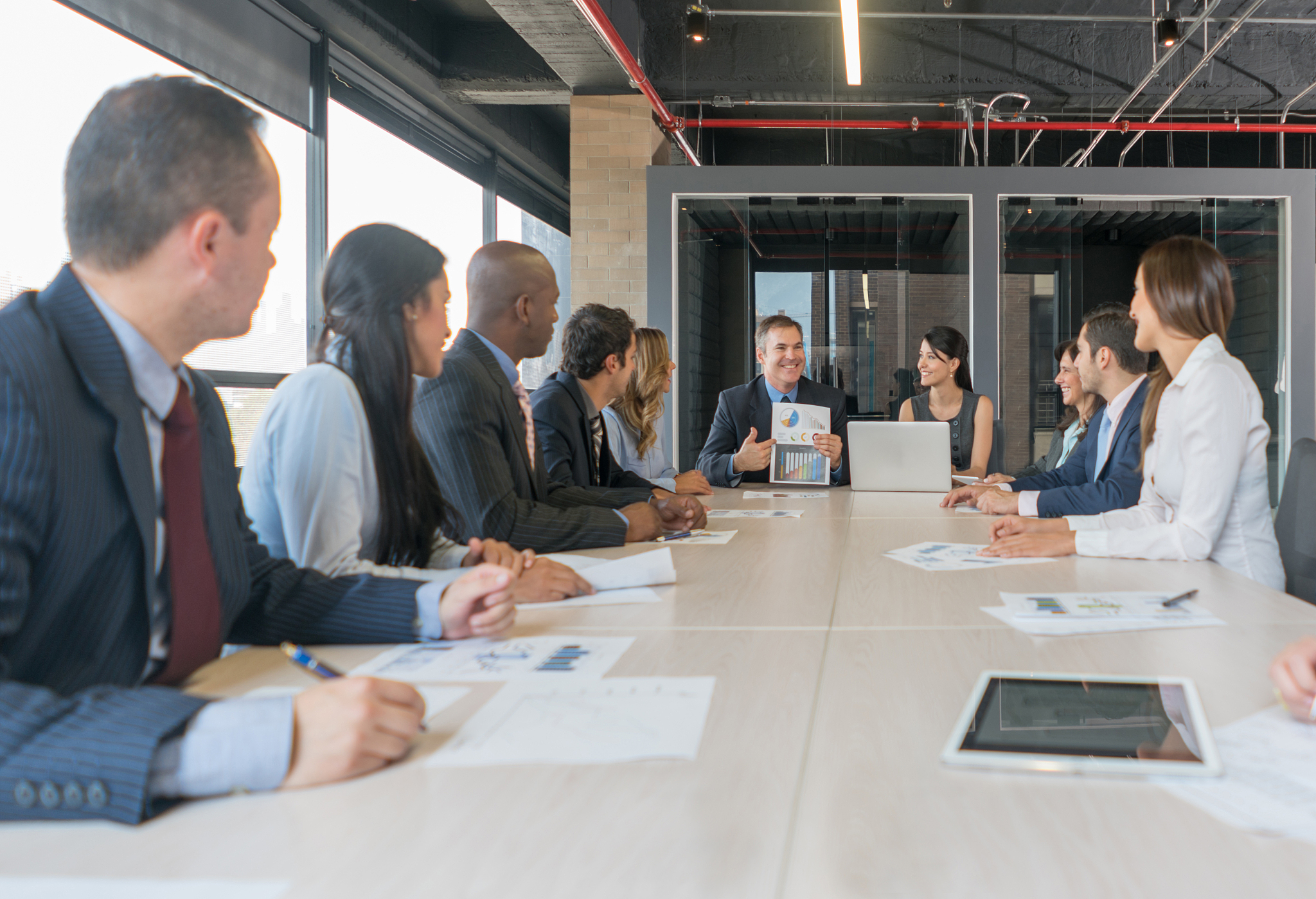 man talking in a business meeting