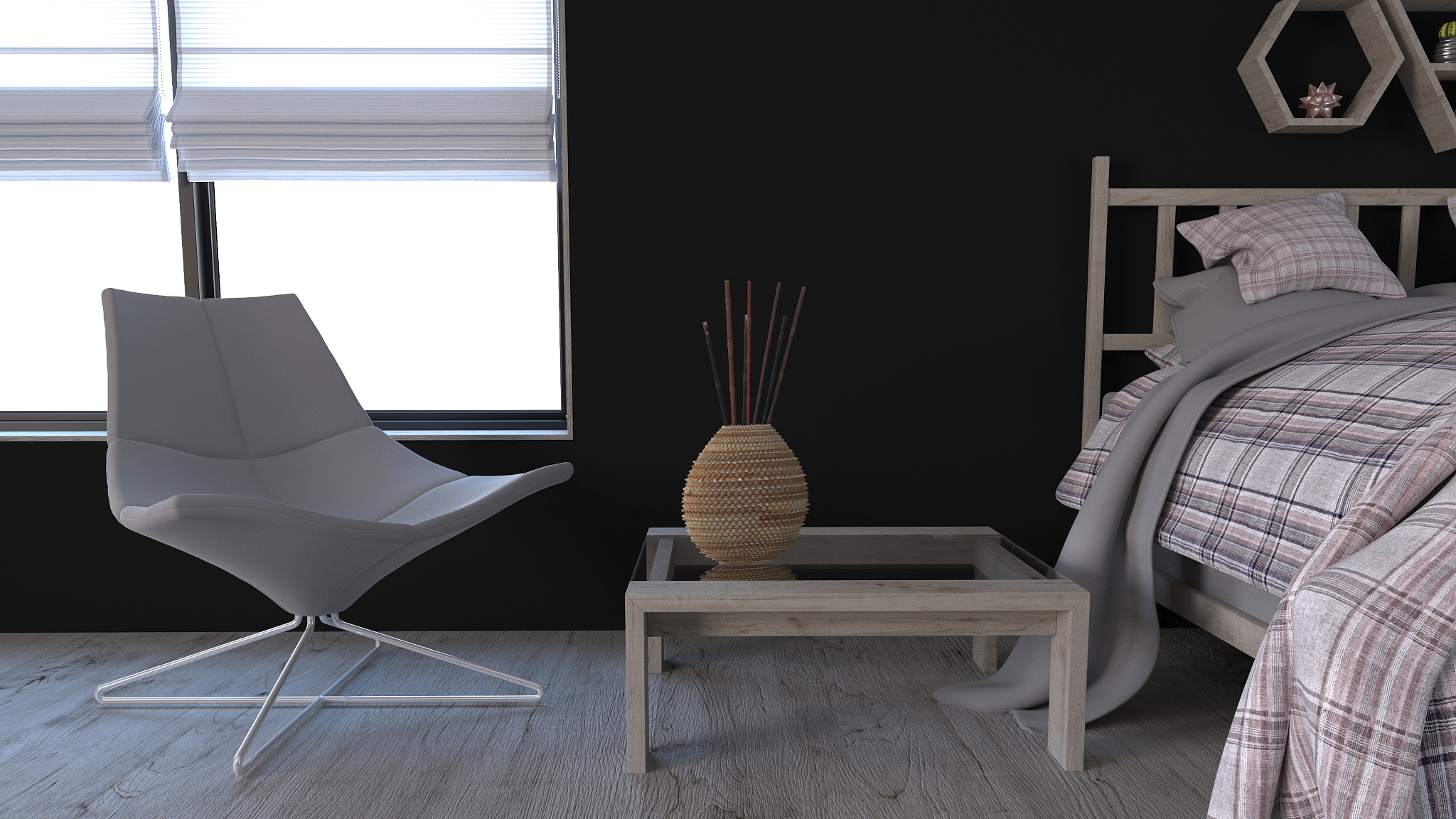 3d contemporary bedroom interior