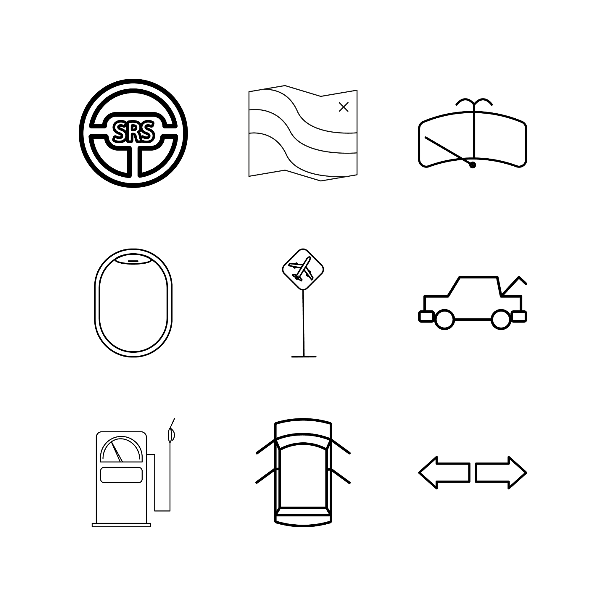 transport and transportation linear icon set