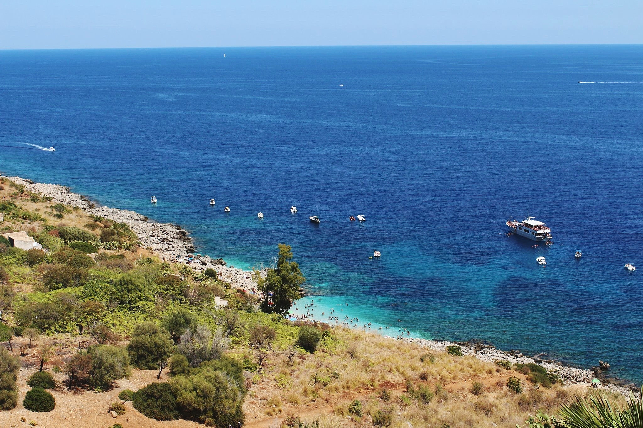 high angle view of sea against sky
