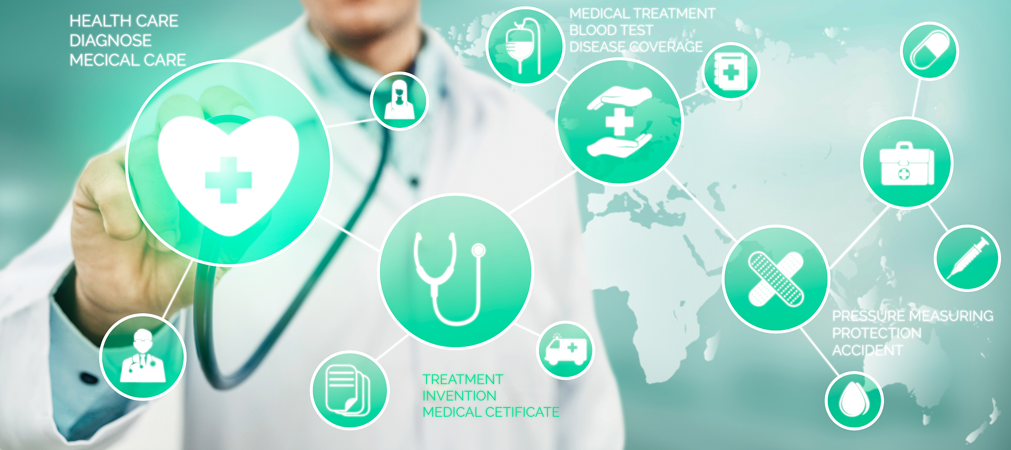 health insurance concept - doctor in hospital with health insura