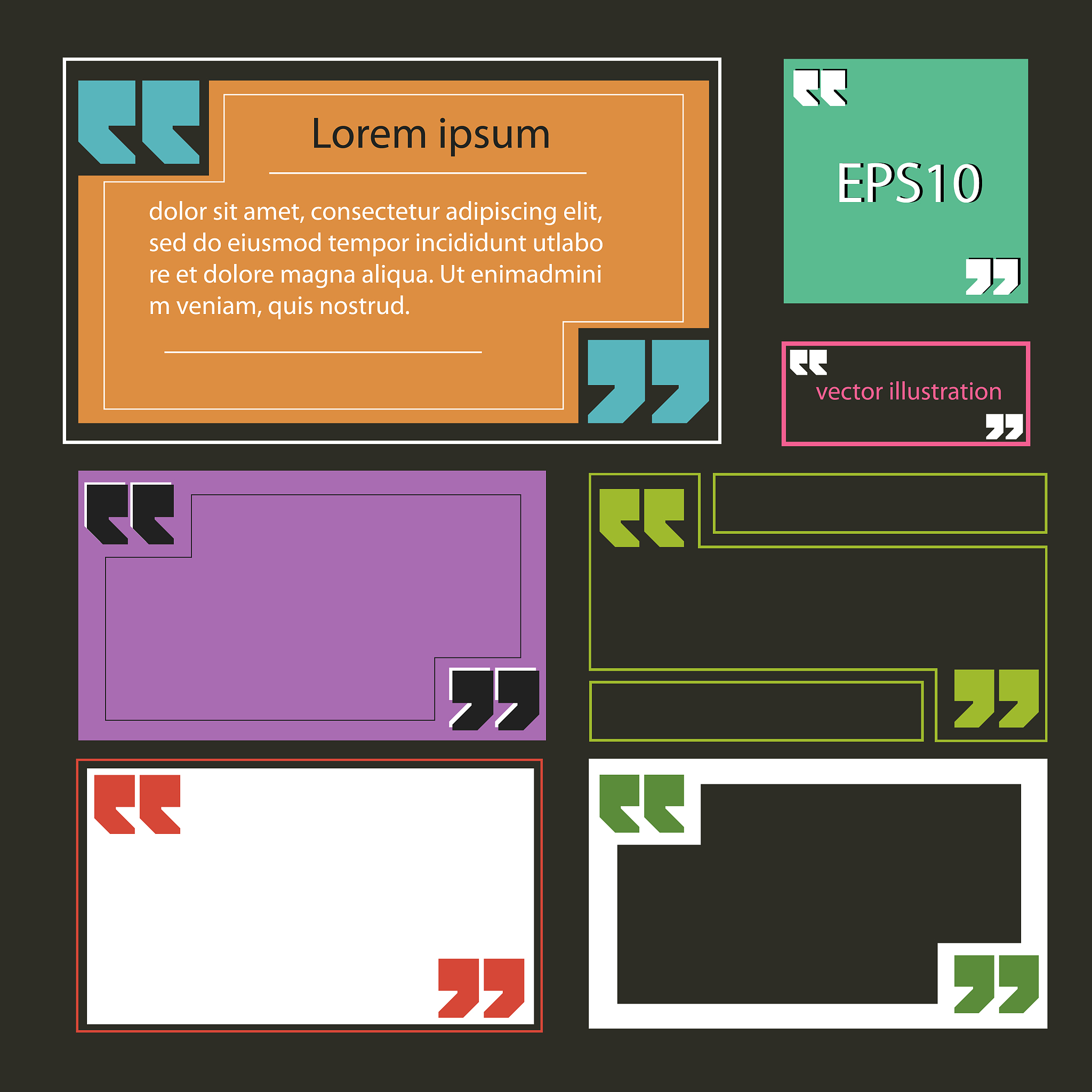 banners with quotes multicolored rectangular vector eps 10