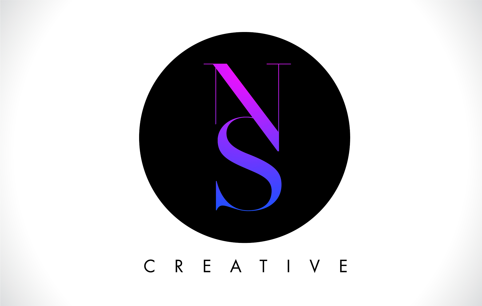 ns letter design logo with black and white colors