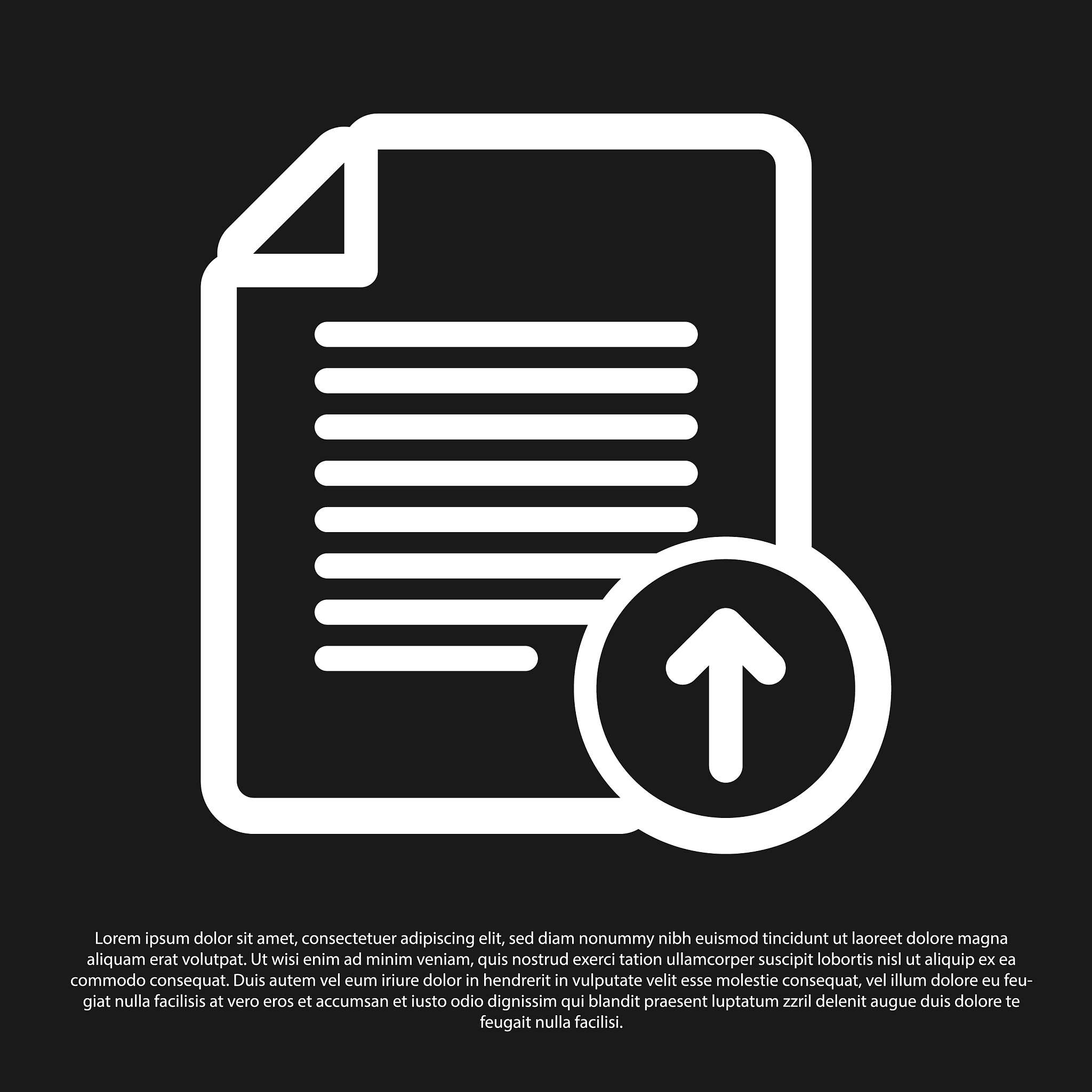 black upload file icon isolated on black