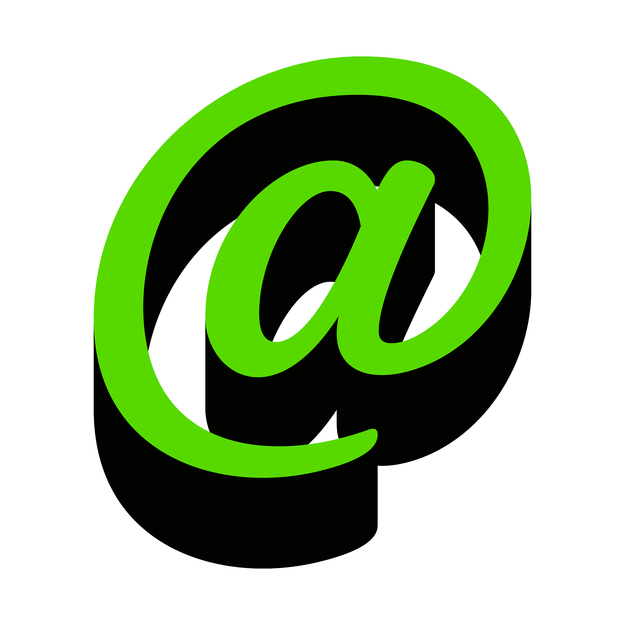 mail sign green 3d icon with