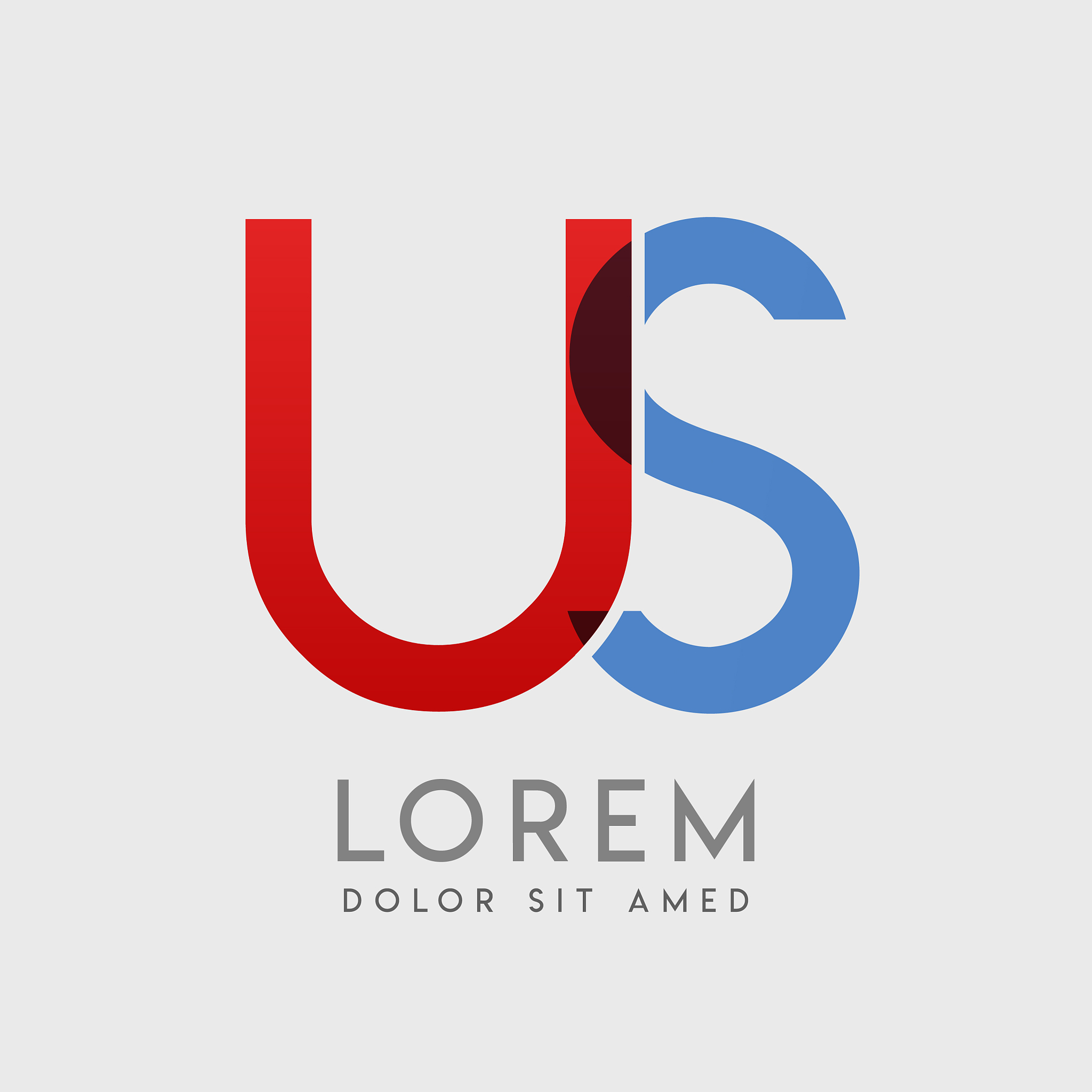 us logo letters with blue and red gradation