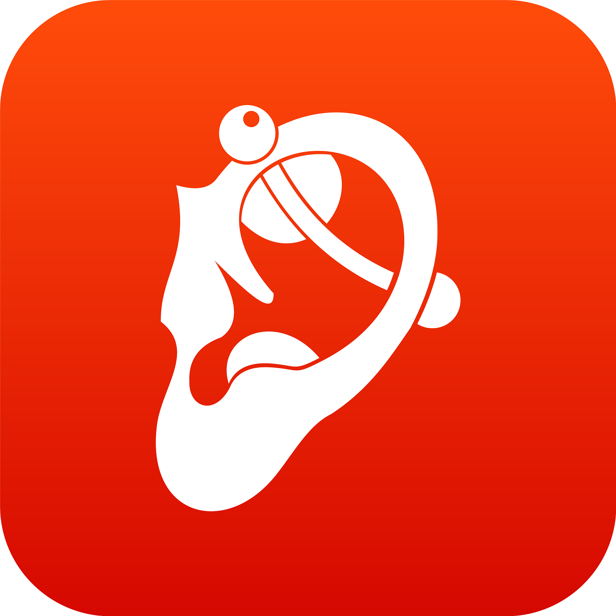 human ear with piercing icon digital red