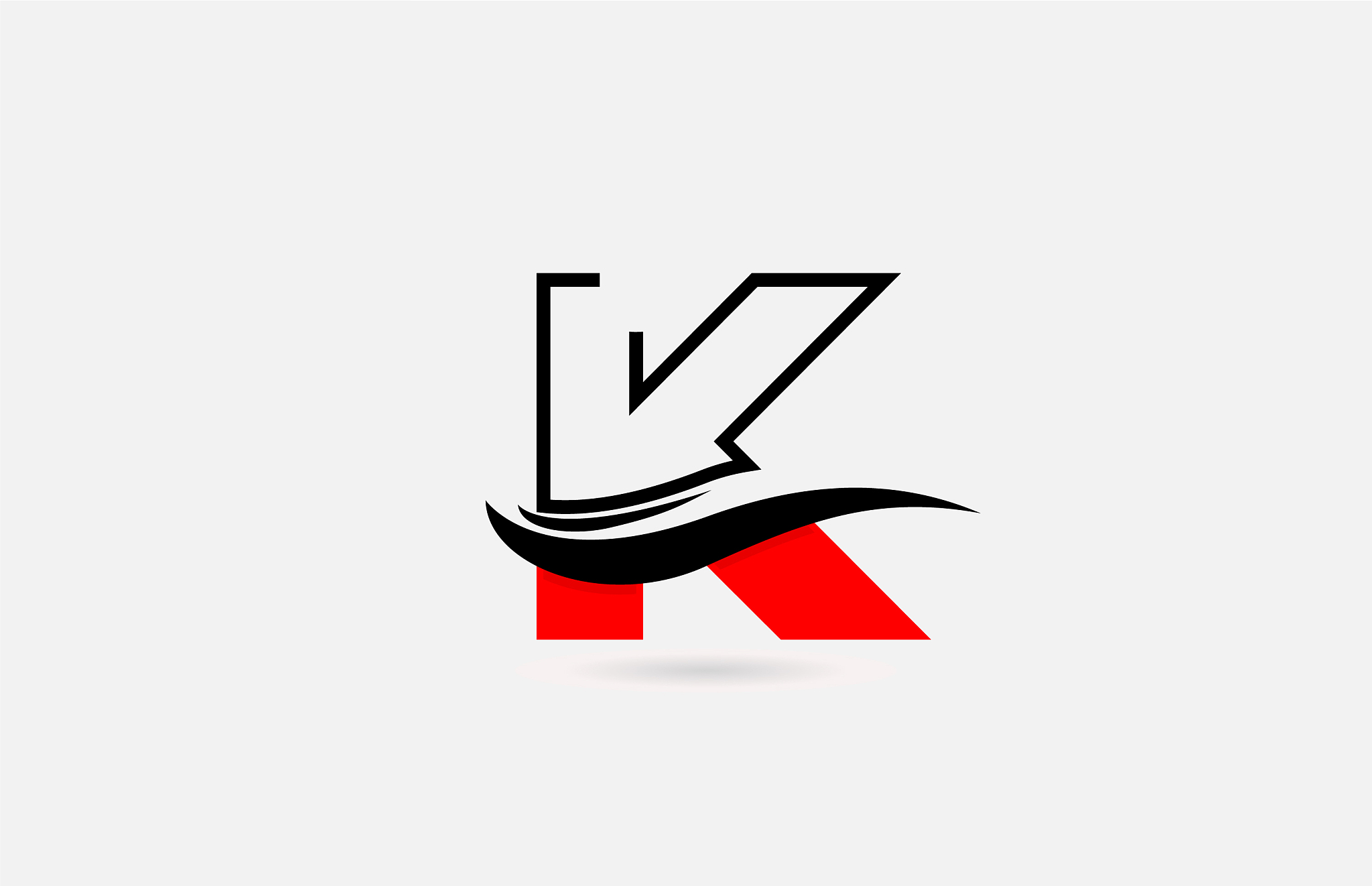 k red black alphabet letter logo icon for company