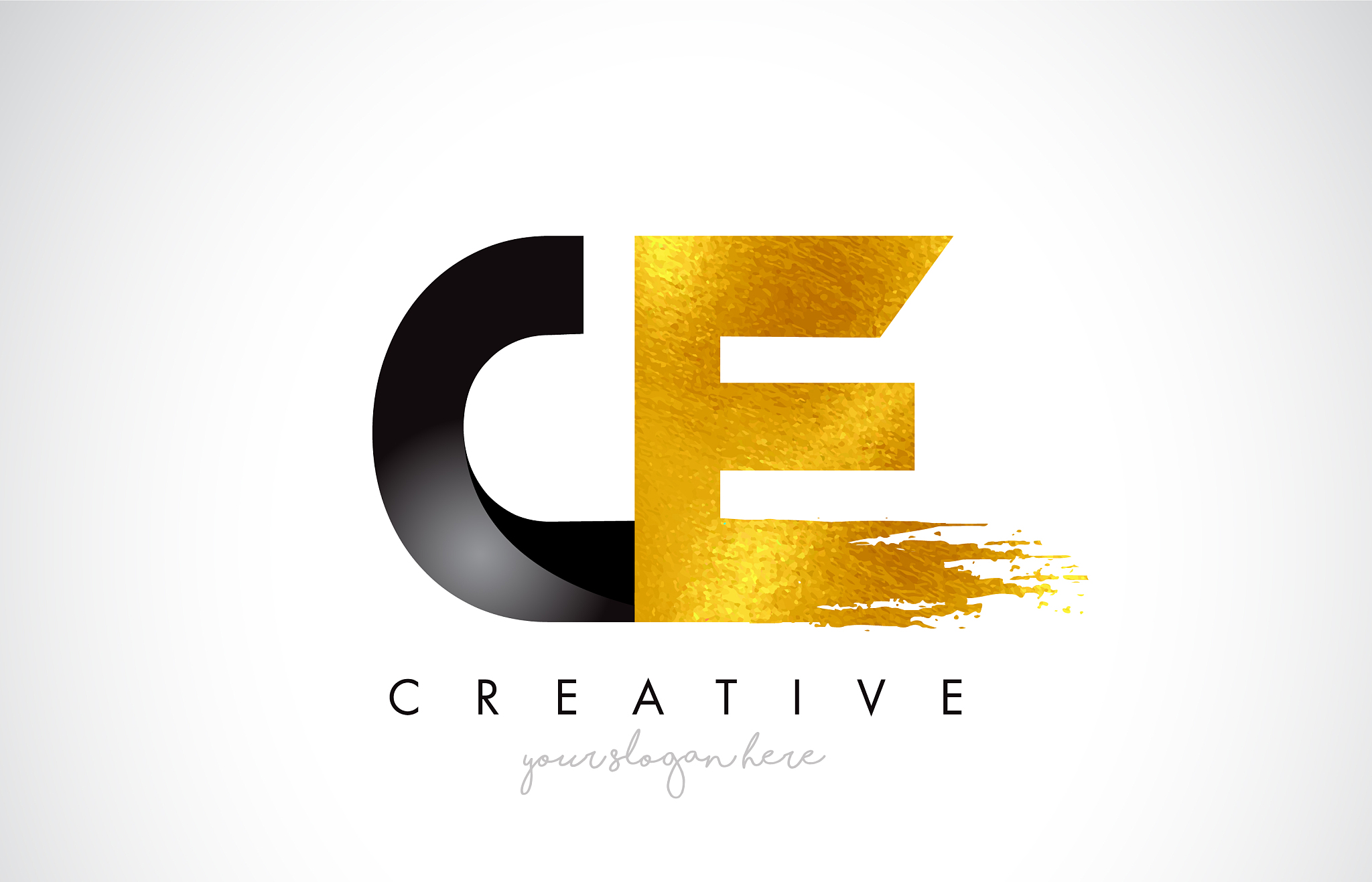 ce letter design with brush stroke and modern 3d