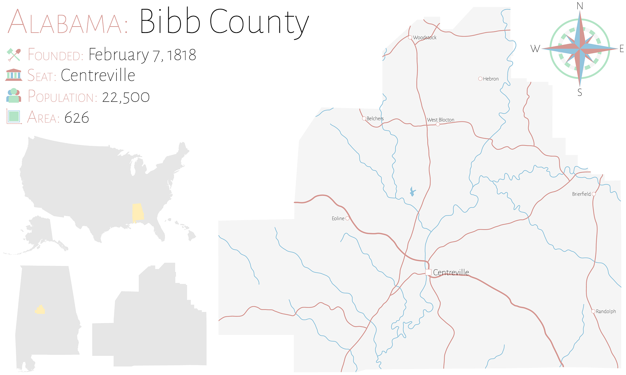 map bibb county in alabama
