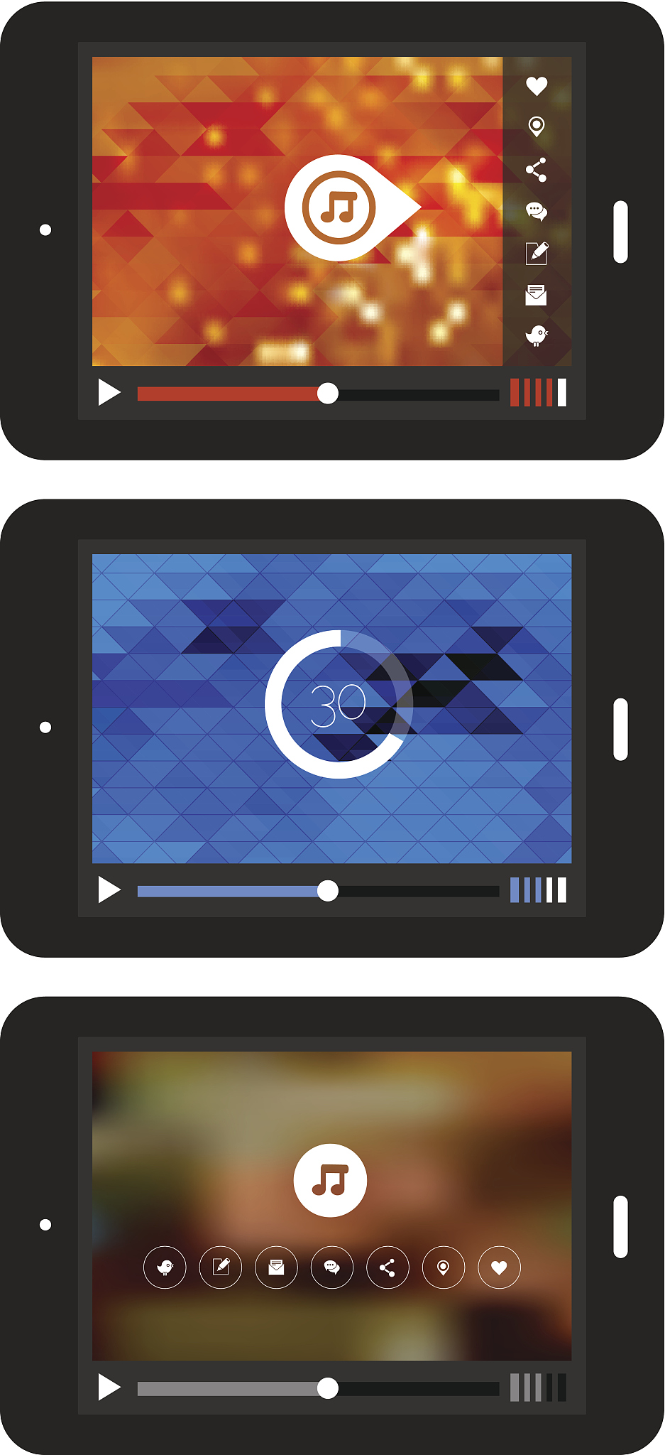 flat video player ui templates