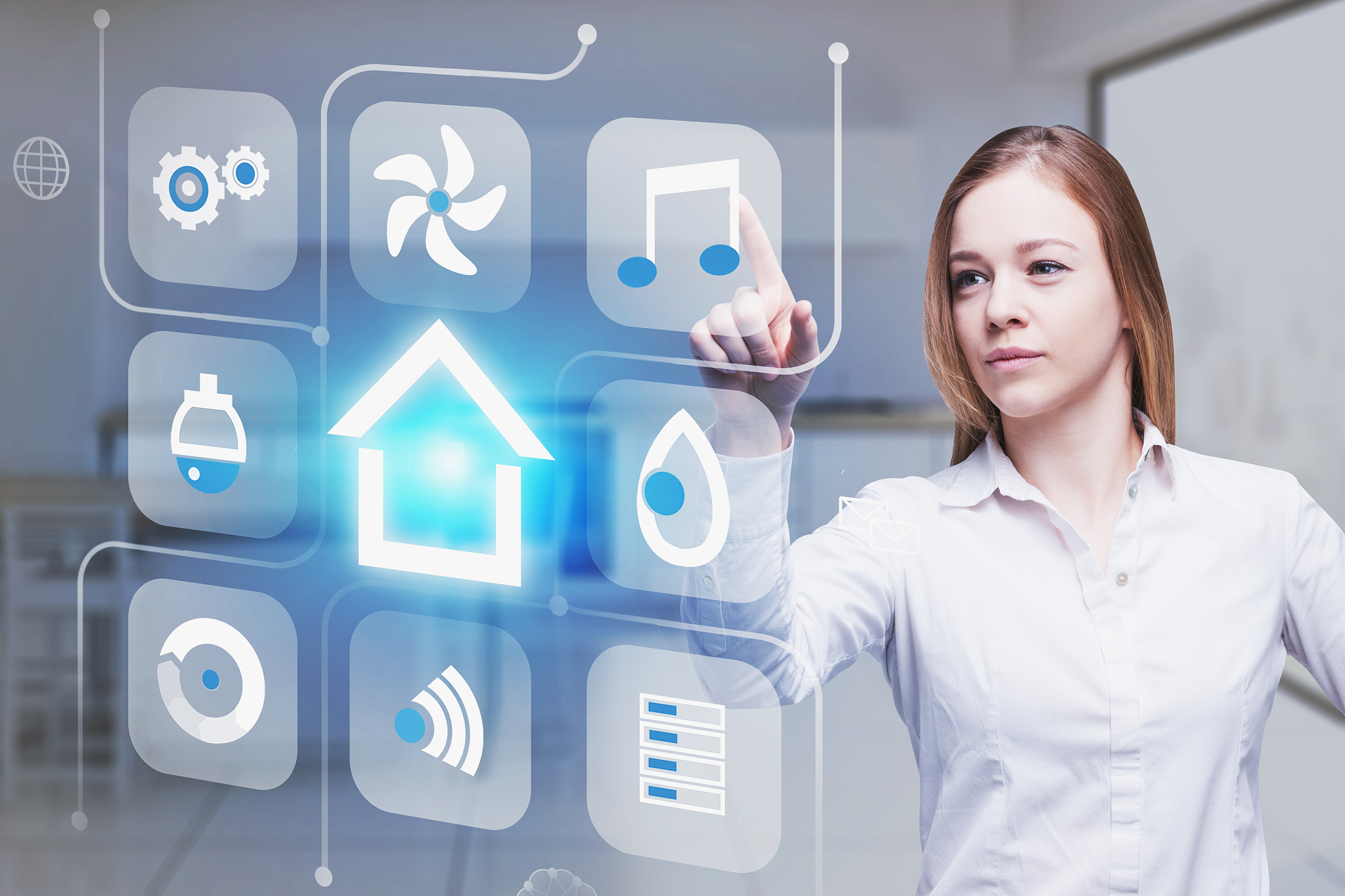 woman using smart home interface
