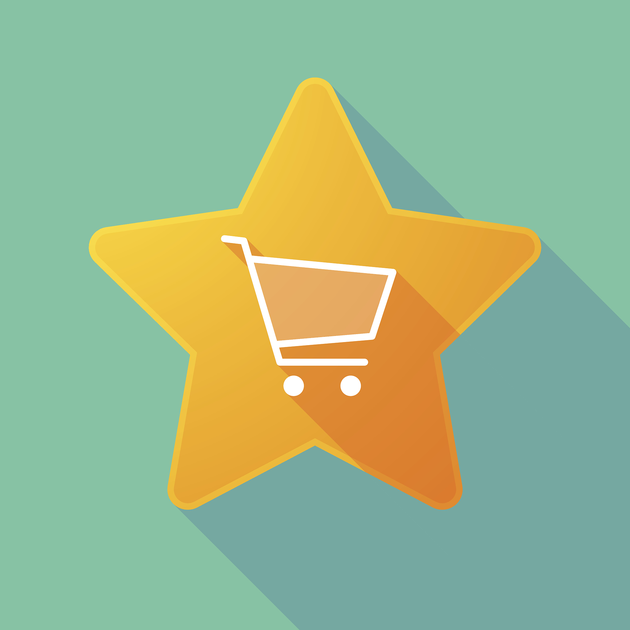 long shadow star with a shopping cart