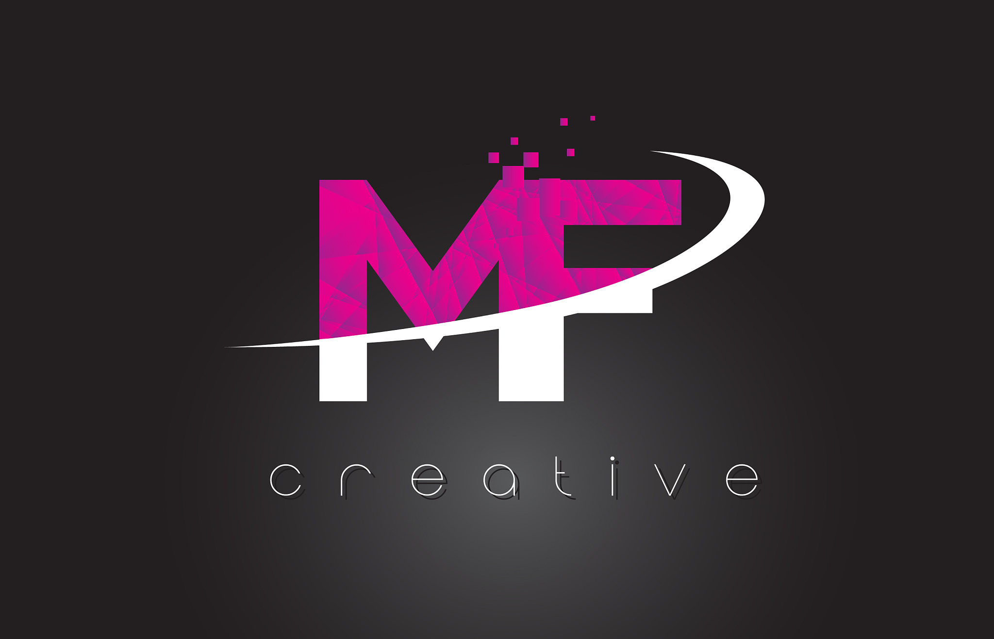 mf m f creative letters design with white pink