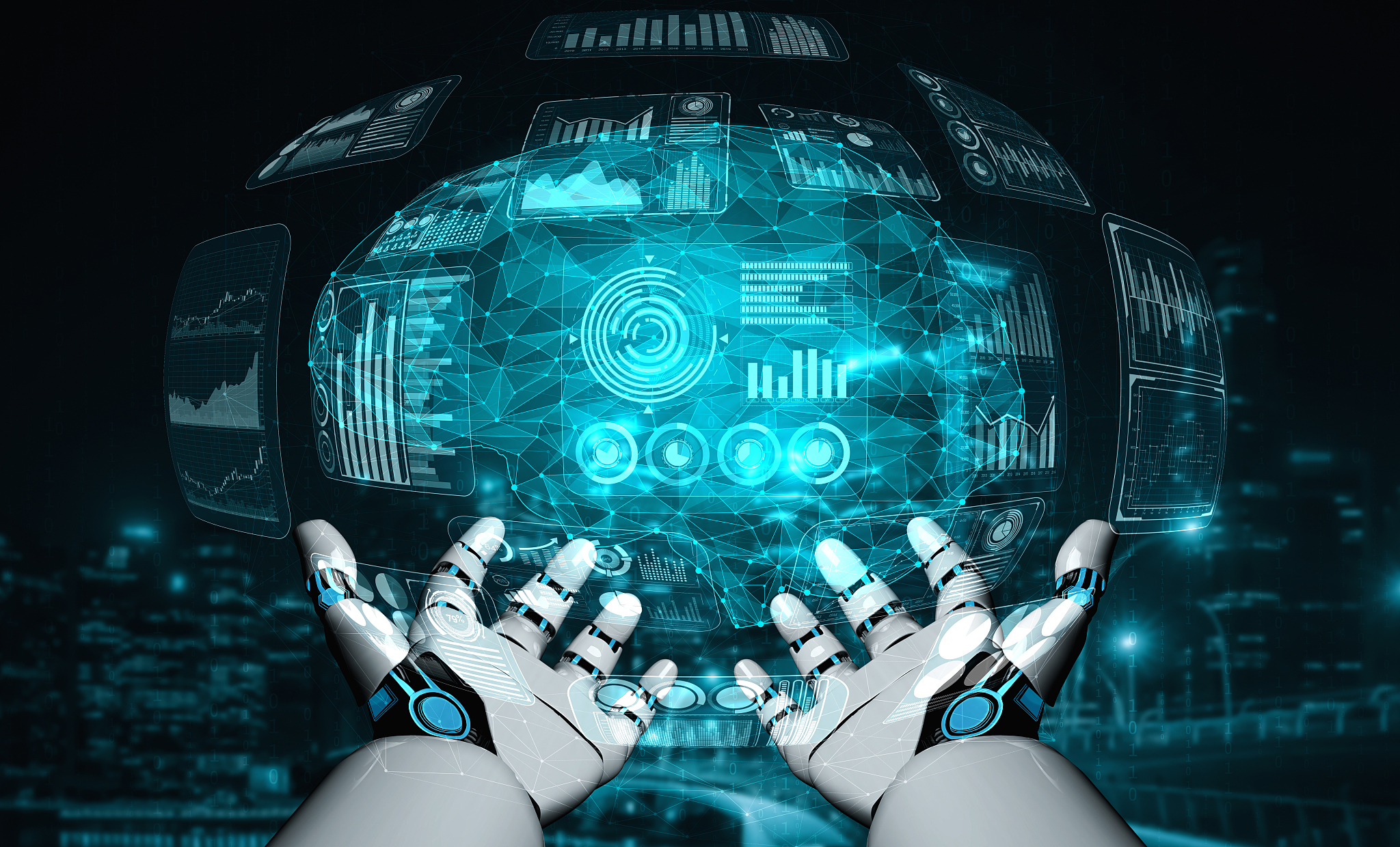 future artificial intelligence robot and cyborg.