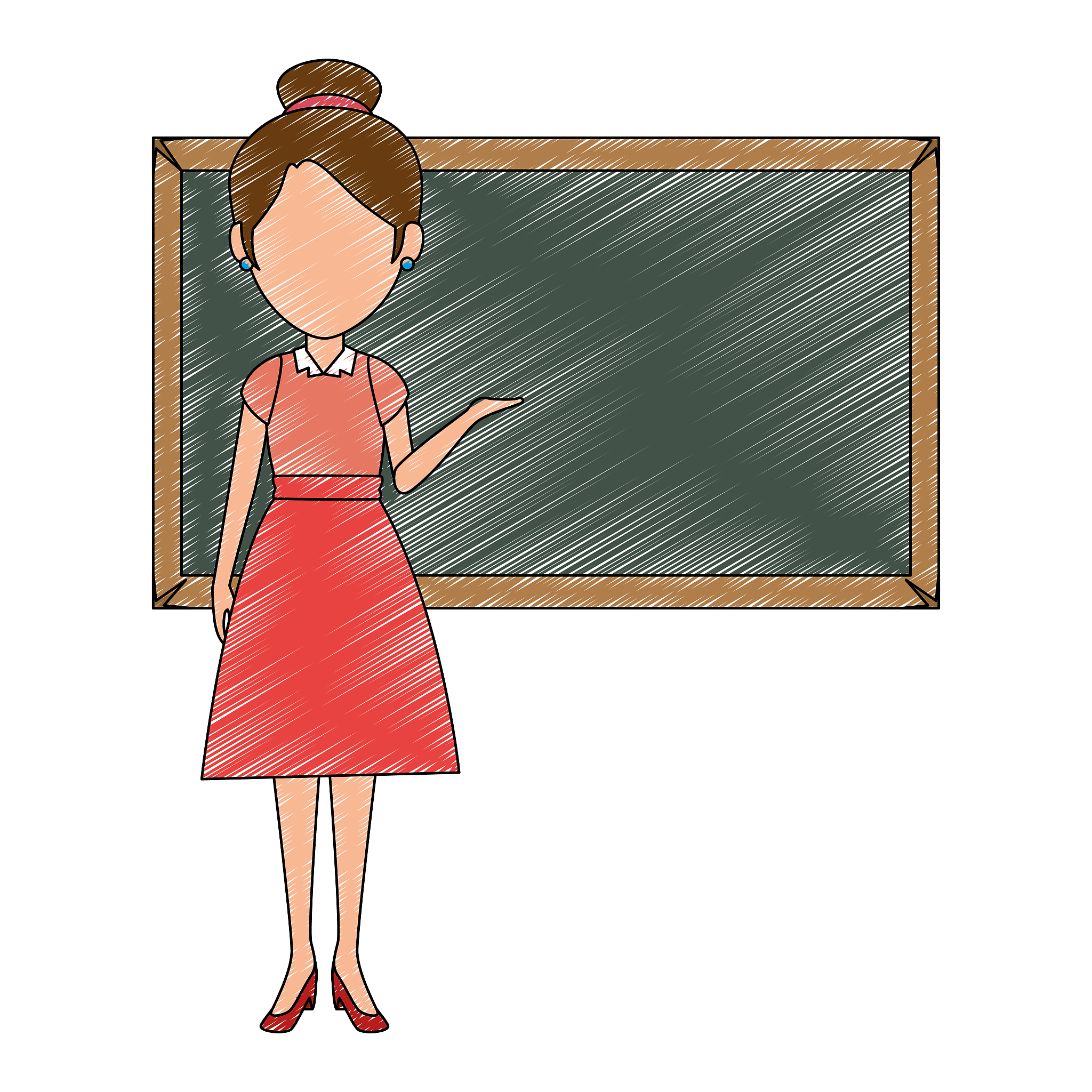 beautiful teacher female with chalkboard avatar character