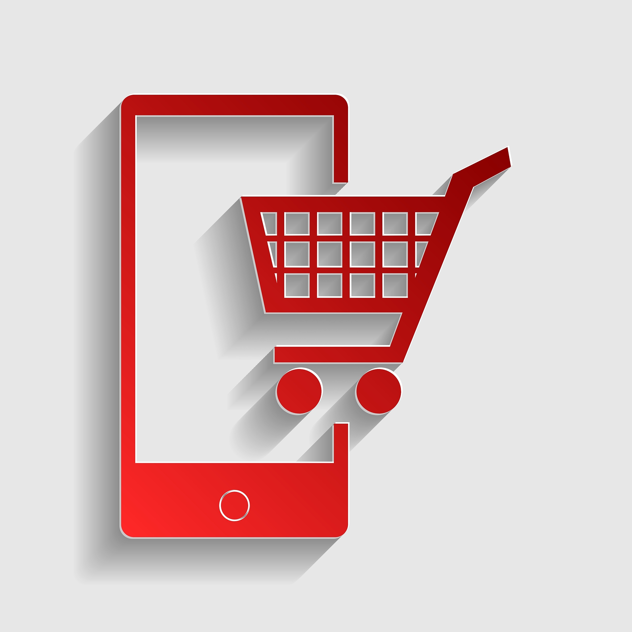 shopping on smart phone sign