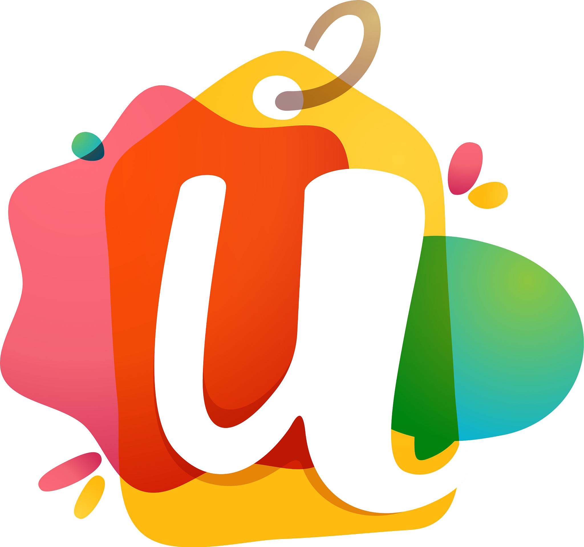 u letter logo with sale tag icon watercolor
