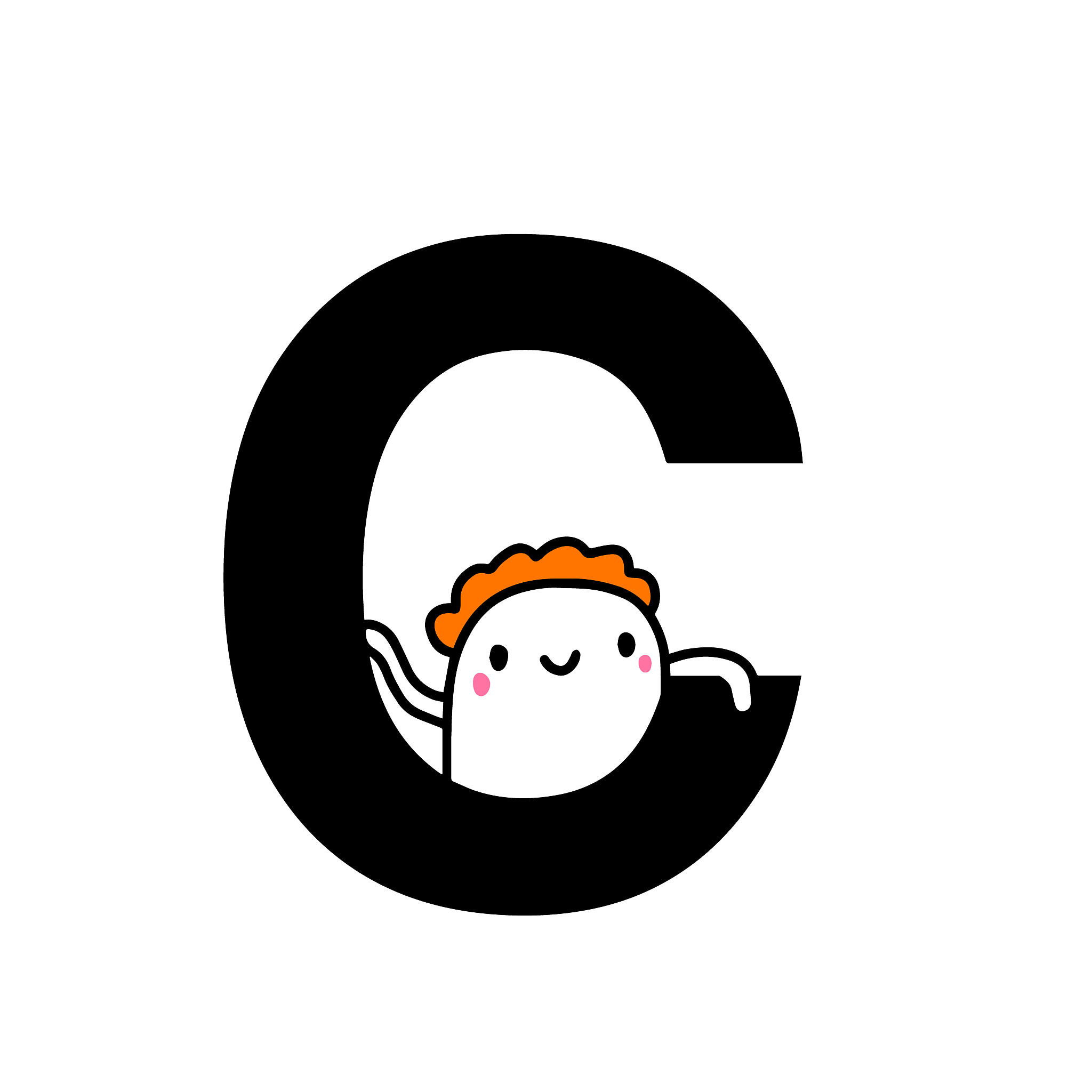 c letter hand drawn cartoon illustration with cute cartoon comic