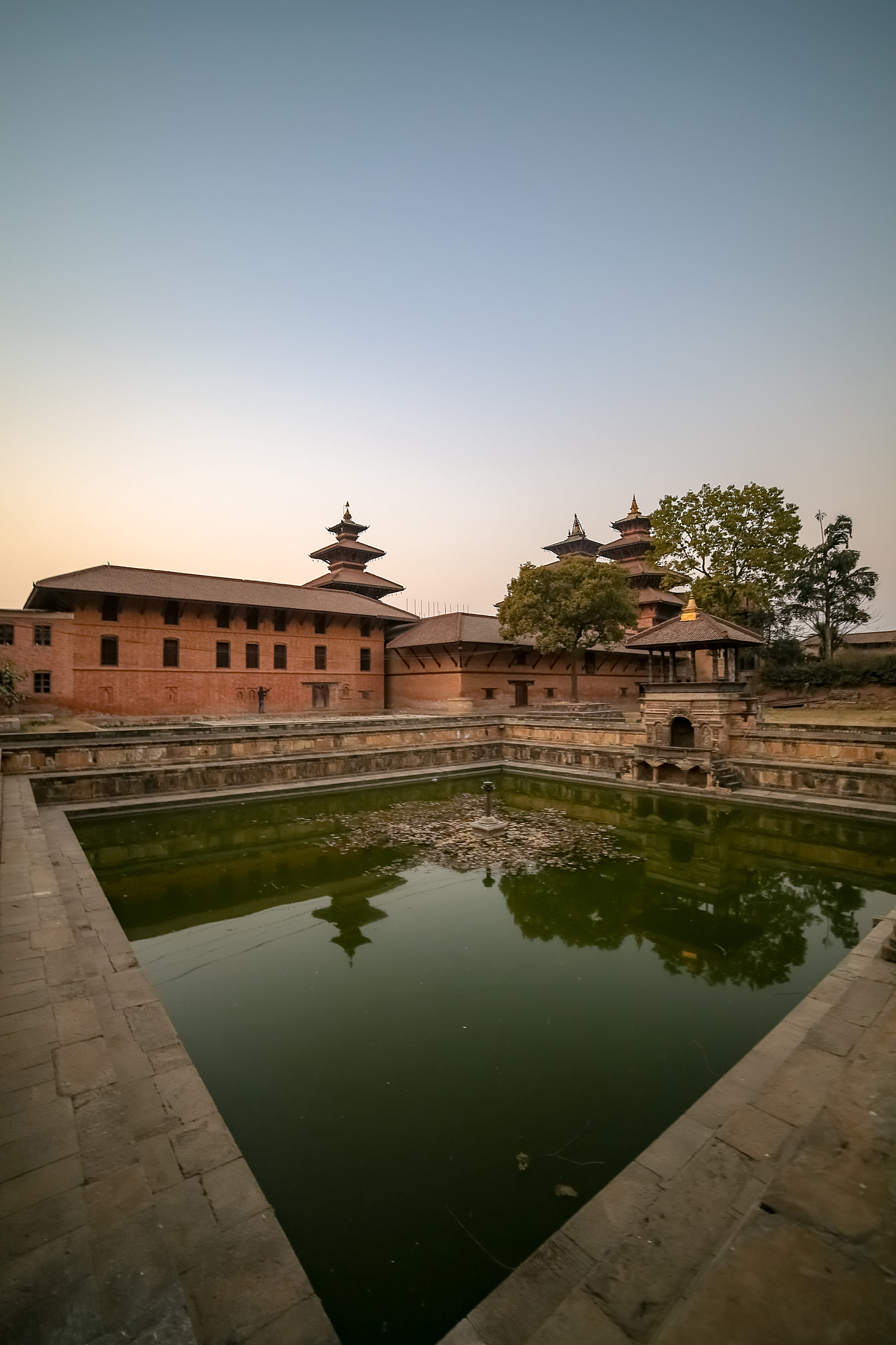 holy and ancient pond at patan durbar square