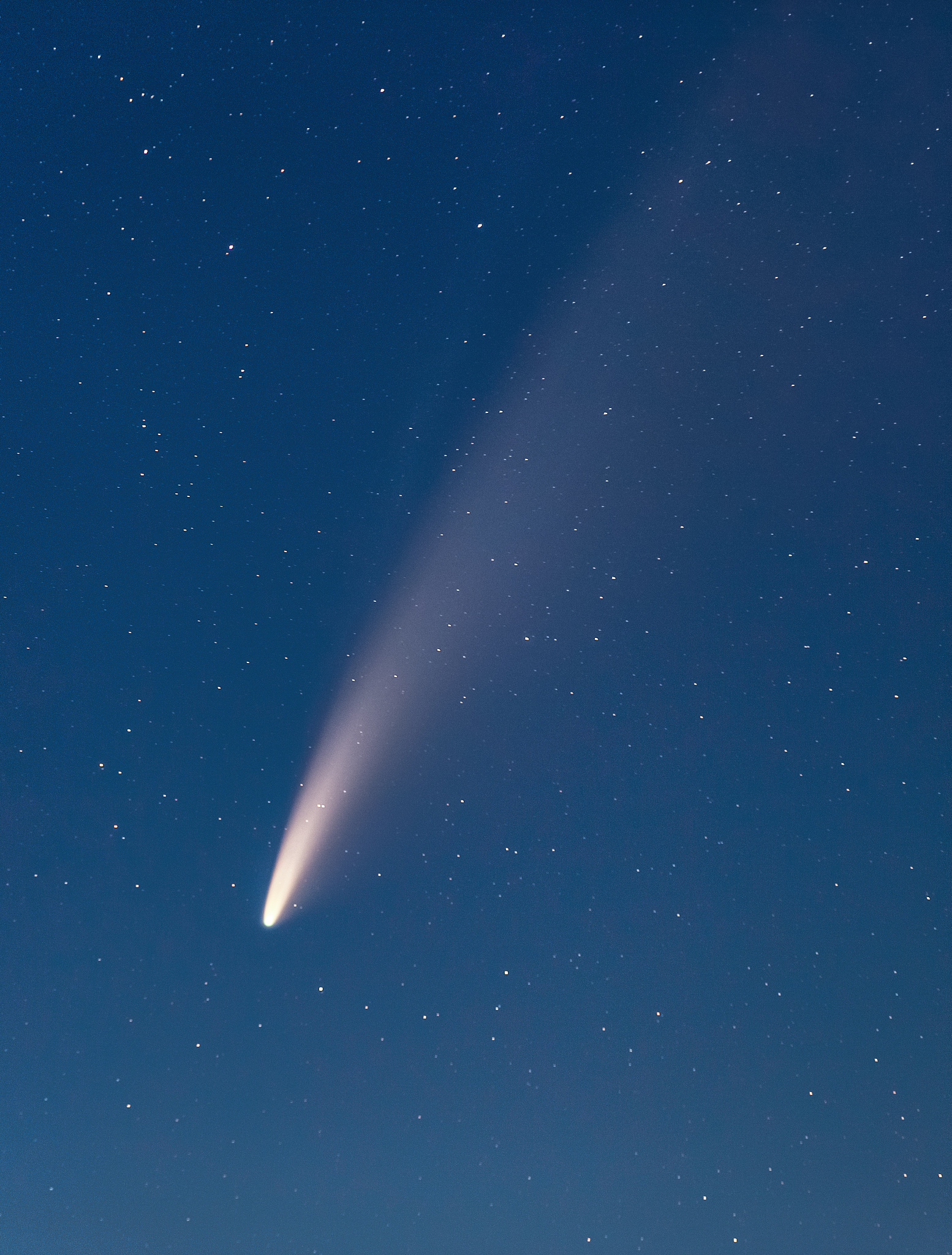 bright comet in the starry sky