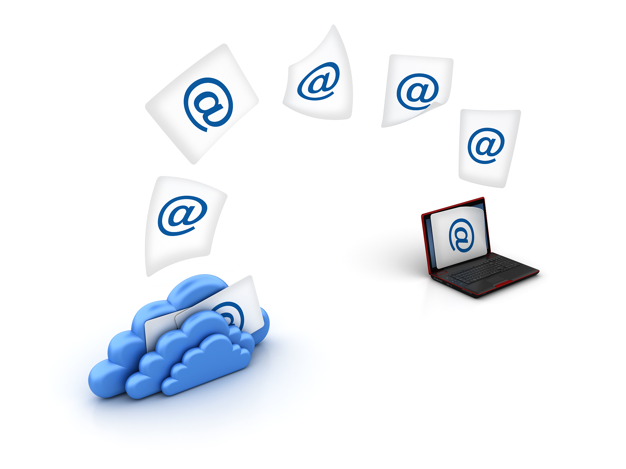 cloud computing sharing emails - 3d rendering